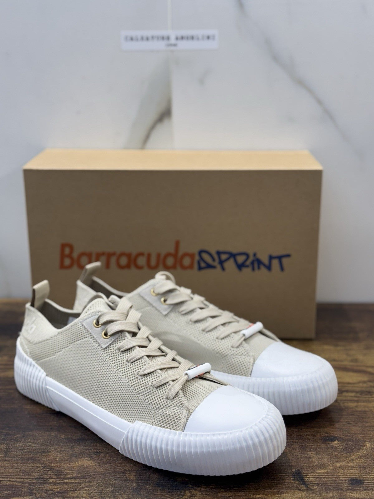 Barracuda Sneaker Sprint In Tela Beige Casual Uomo 44