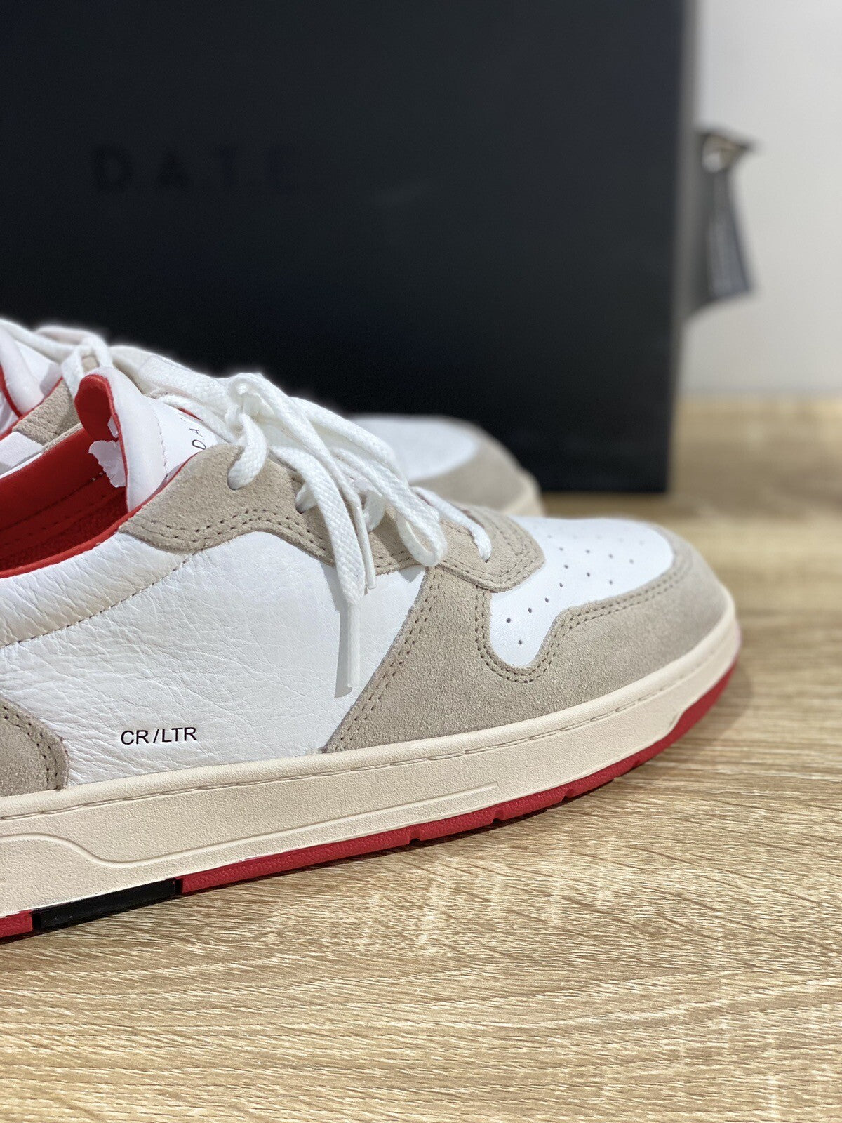 D.A.T.E Court Uomo sneaker Pelle White Red Casual Shoes 40
