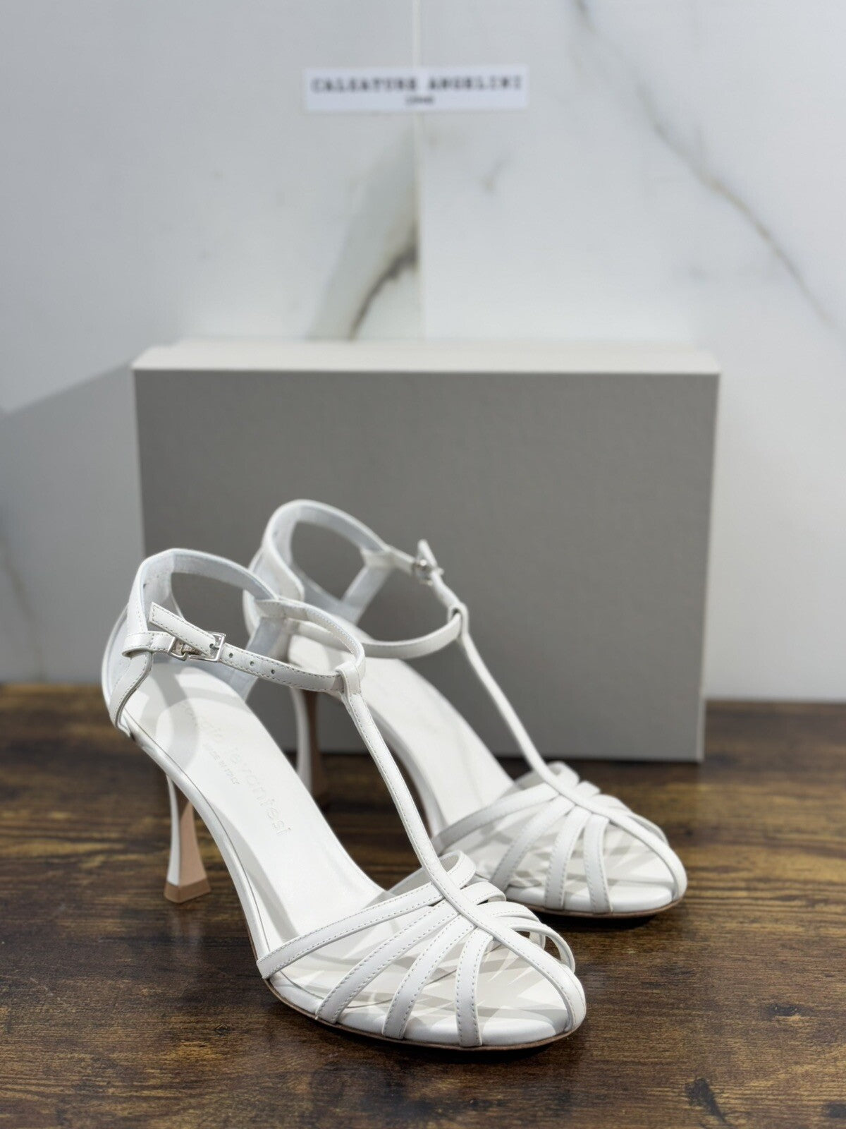 Sergio Levantesi Sandalo Donna Hita Pelle Bianca Luxury Woman Sandal 40