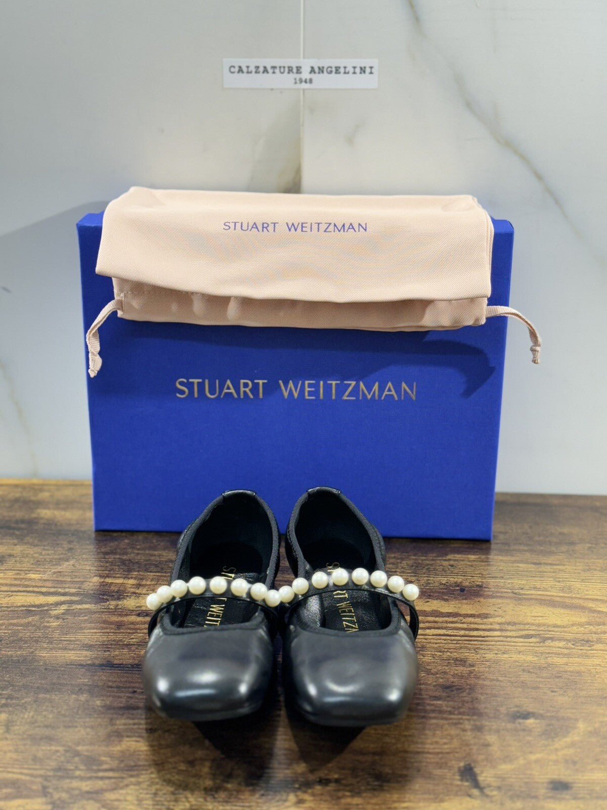 stuart weitzman Goldie Ballet Flat Nera Pelle Luxury Woman Shoes Ballerina 36