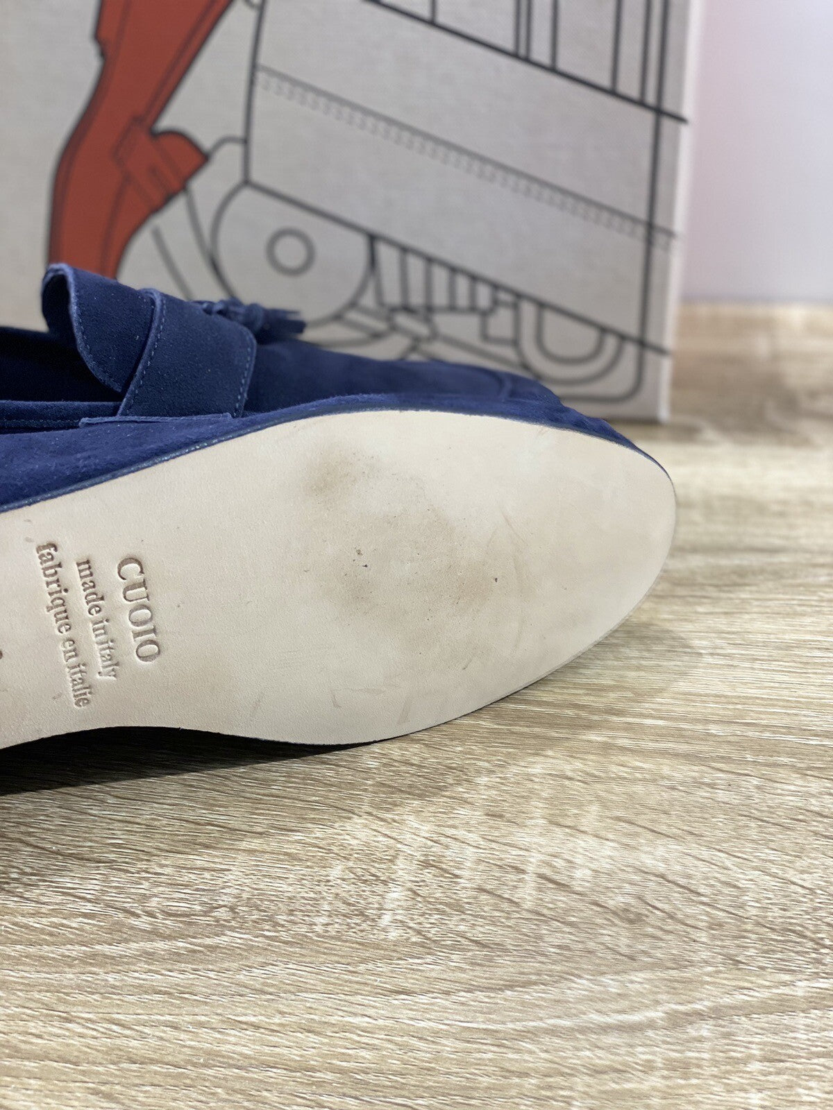 Il Mocassino Scarpa Uomo Modello Tasca In Suede Blu Luxury Men Shoes 40