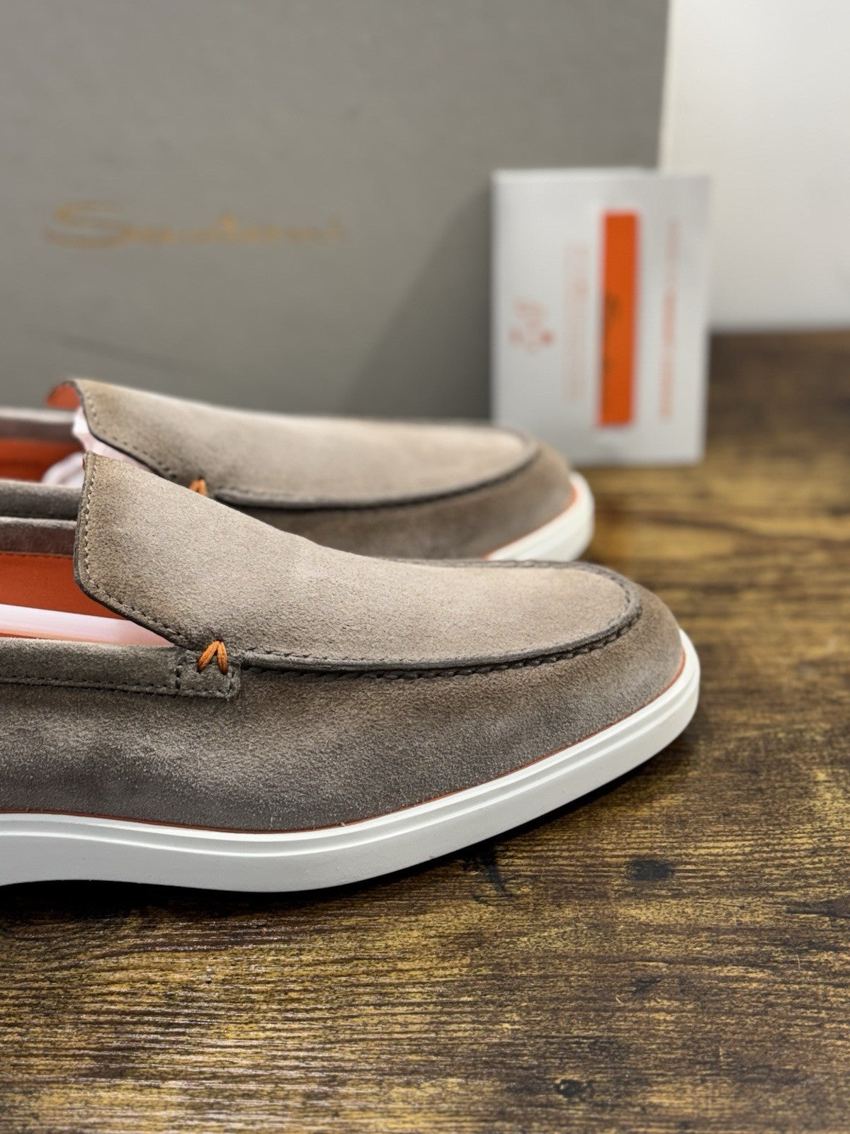 Santoni Mocassino Summer Walk Suede Beige Luxury Men Shoes Santoni Uomo 42
