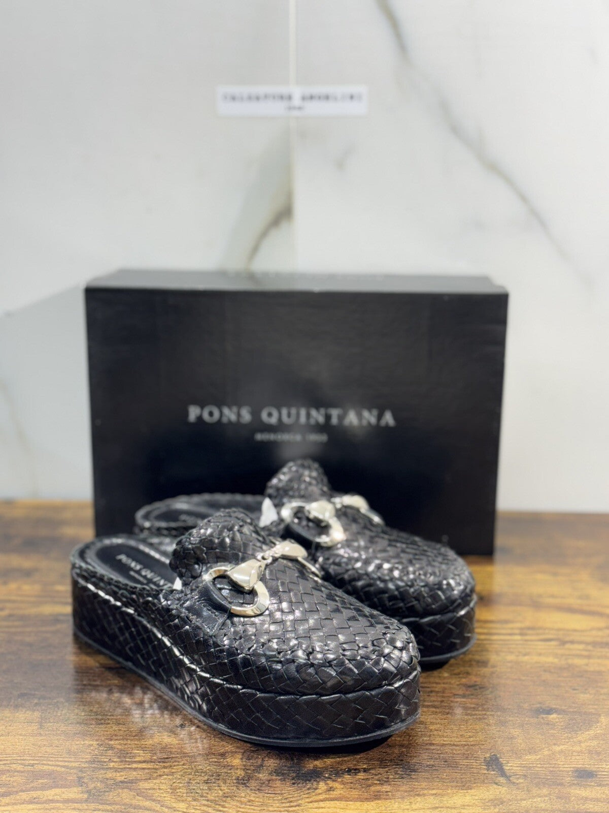 Pons Quintana Sandalo Donna Forlì’ Pelle Nero Handmade Zeppa 39