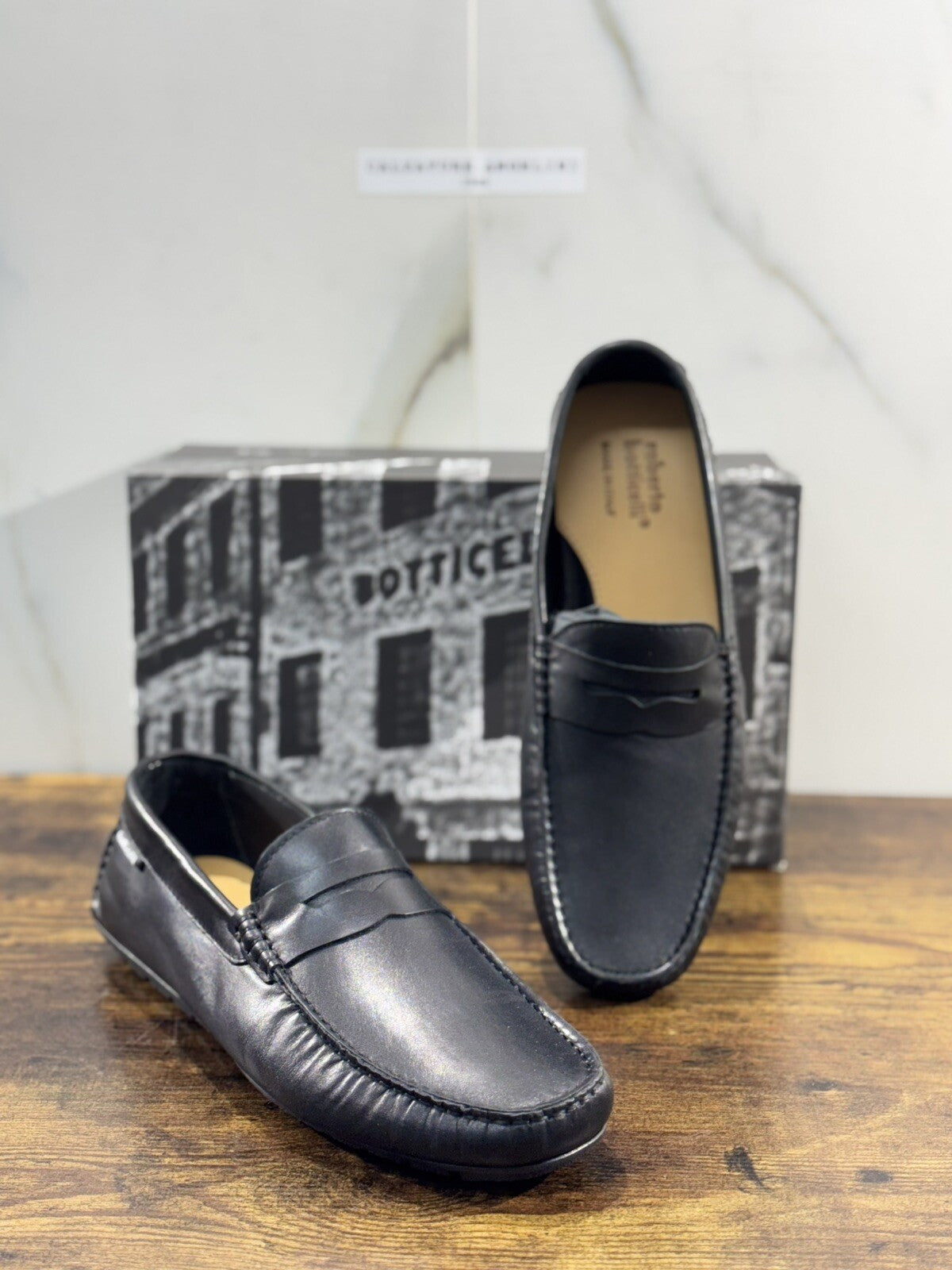 Roberto Botticelli Mocassino Uomo Driver Pelle Nero Made In Italy 43