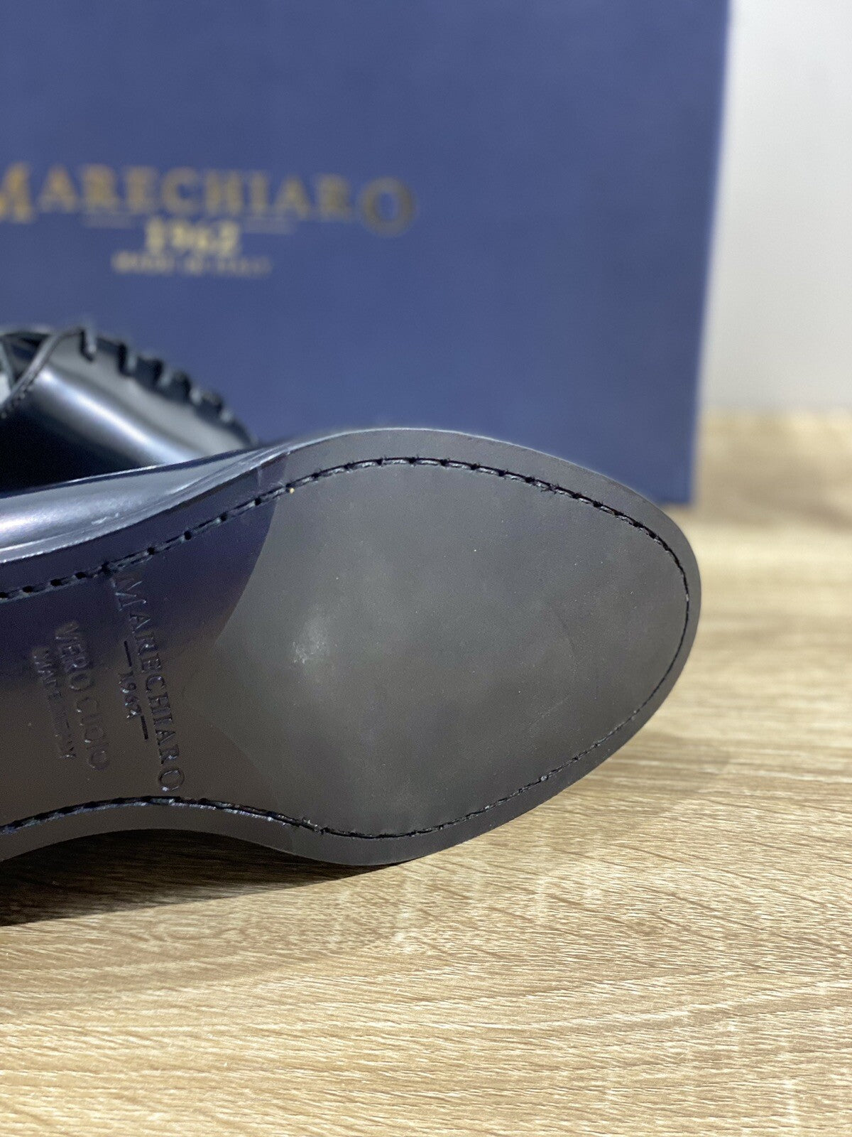 Marechiaro 1962 Derby Uomo Pelle Nera Polish Made In Italy 42.5