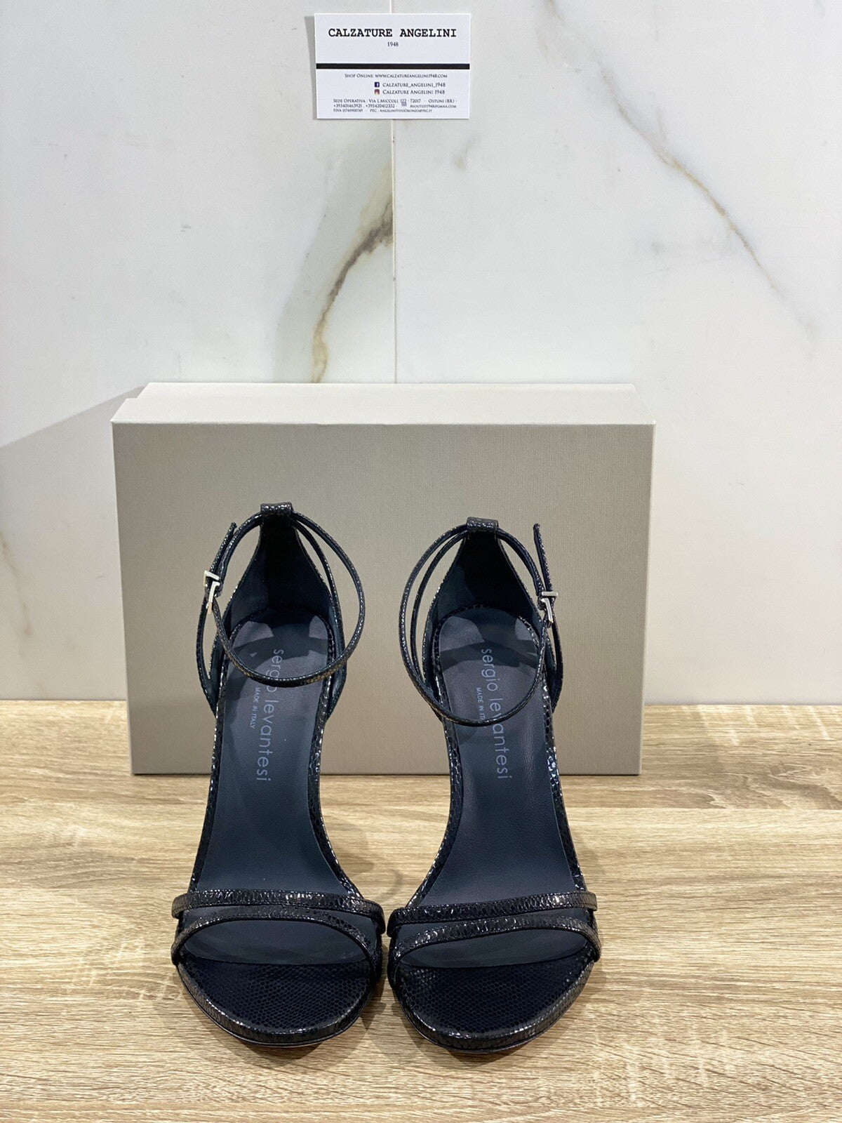 Sergio Levantesi Sandalo donna Randy 22 pelle nero made in italy luxury 41