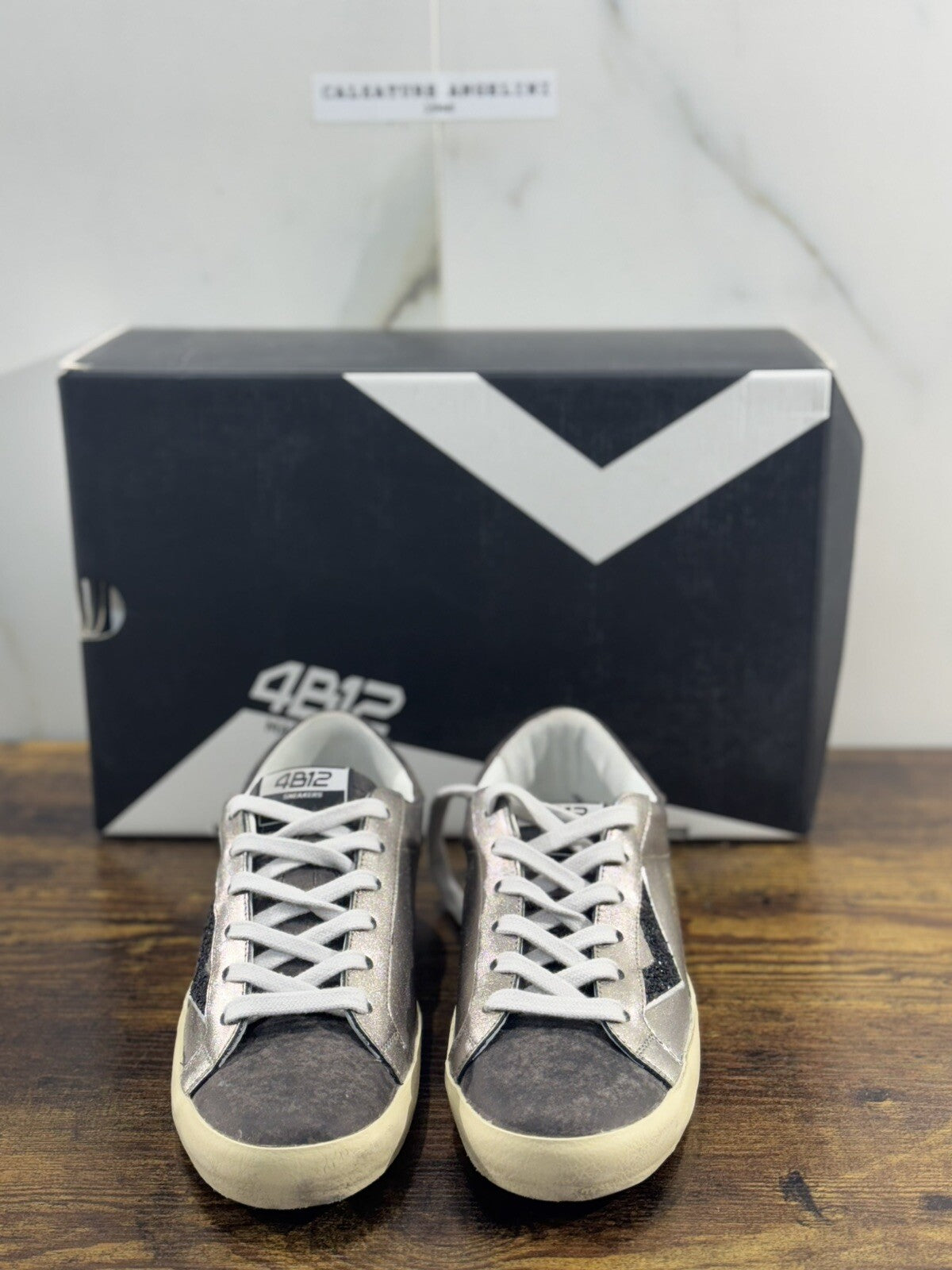 4B12 Sneaker Donna Suprime Pelle Grey Nero casual shoes men sneaker 38