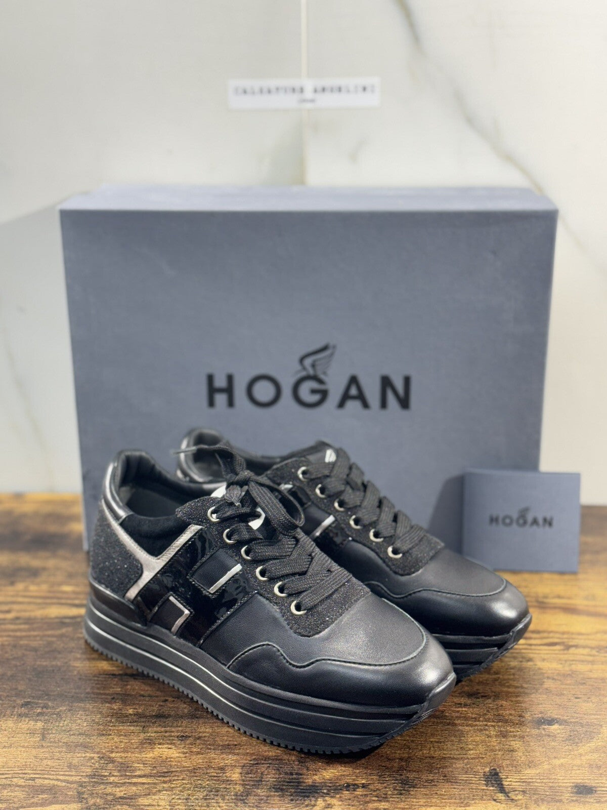 Hogan MIDI Platform sneaker Donna extra light Nero pelle 37