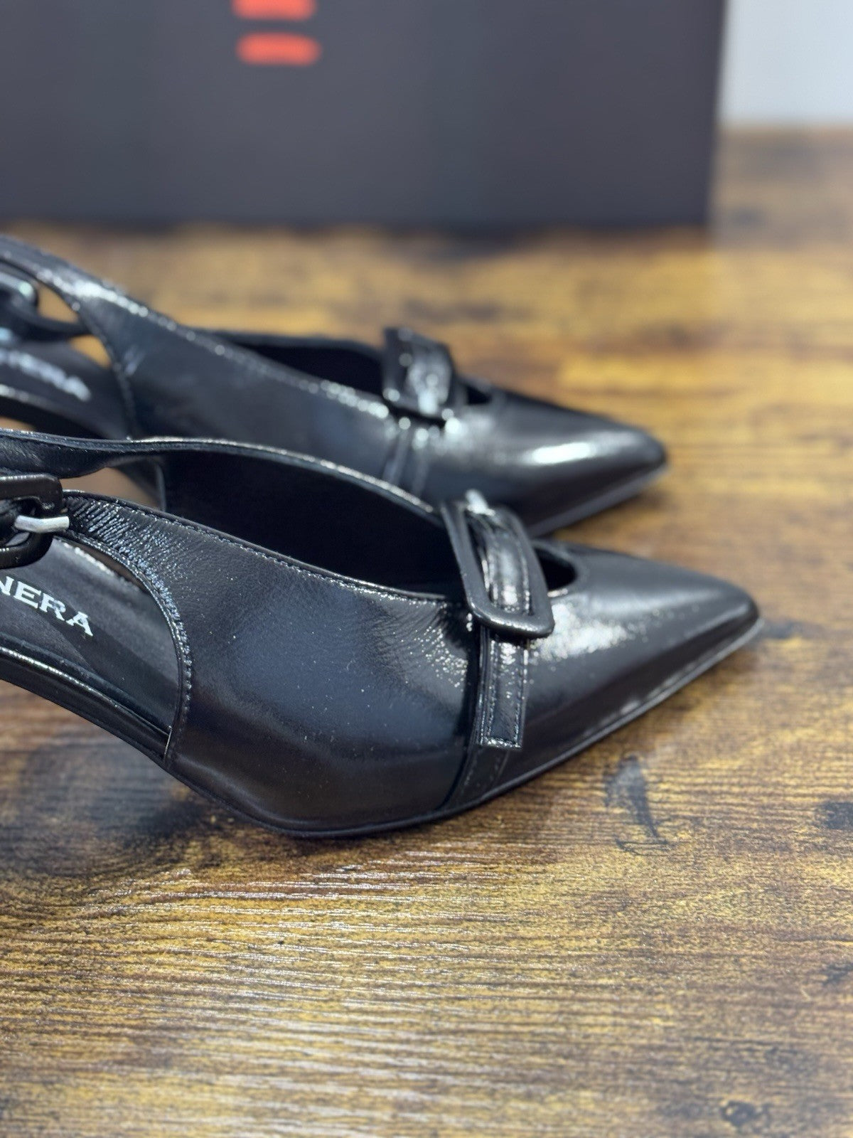 HALMANERA Sling Back Pelle Nero Luxury Made In Italy Donna 35