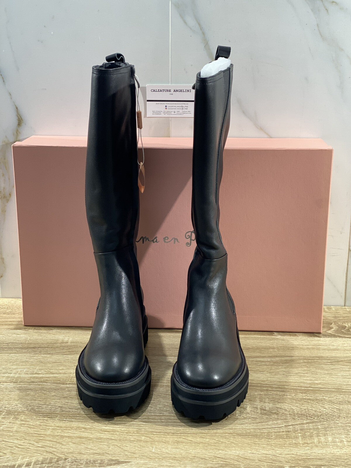 Alma en pena stivale donna combat 21461 in pelle nera extra light 39