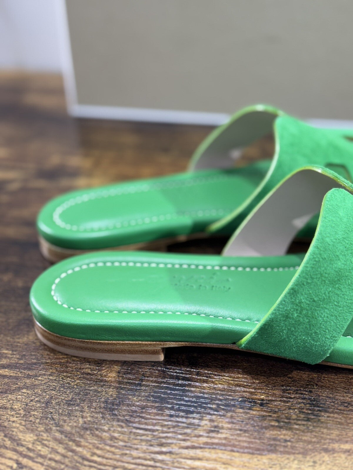 Capri Sandalo Donna In Suede Verde Soft Fatto A Mano In Italia Fondo Cuoio 38
