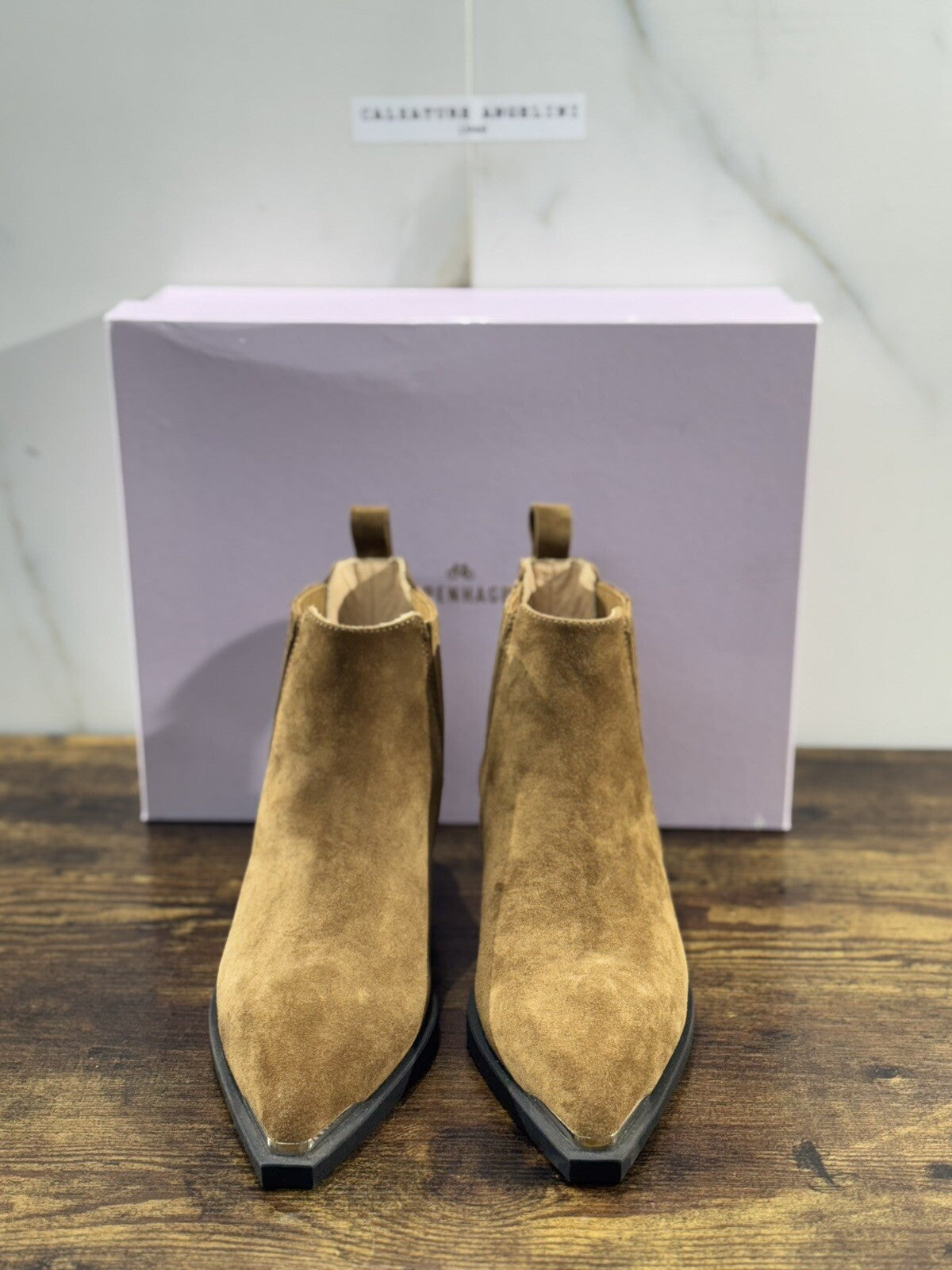 Copenhagen Texano Donna Pelle Suede Cuoio Casual Boot 39