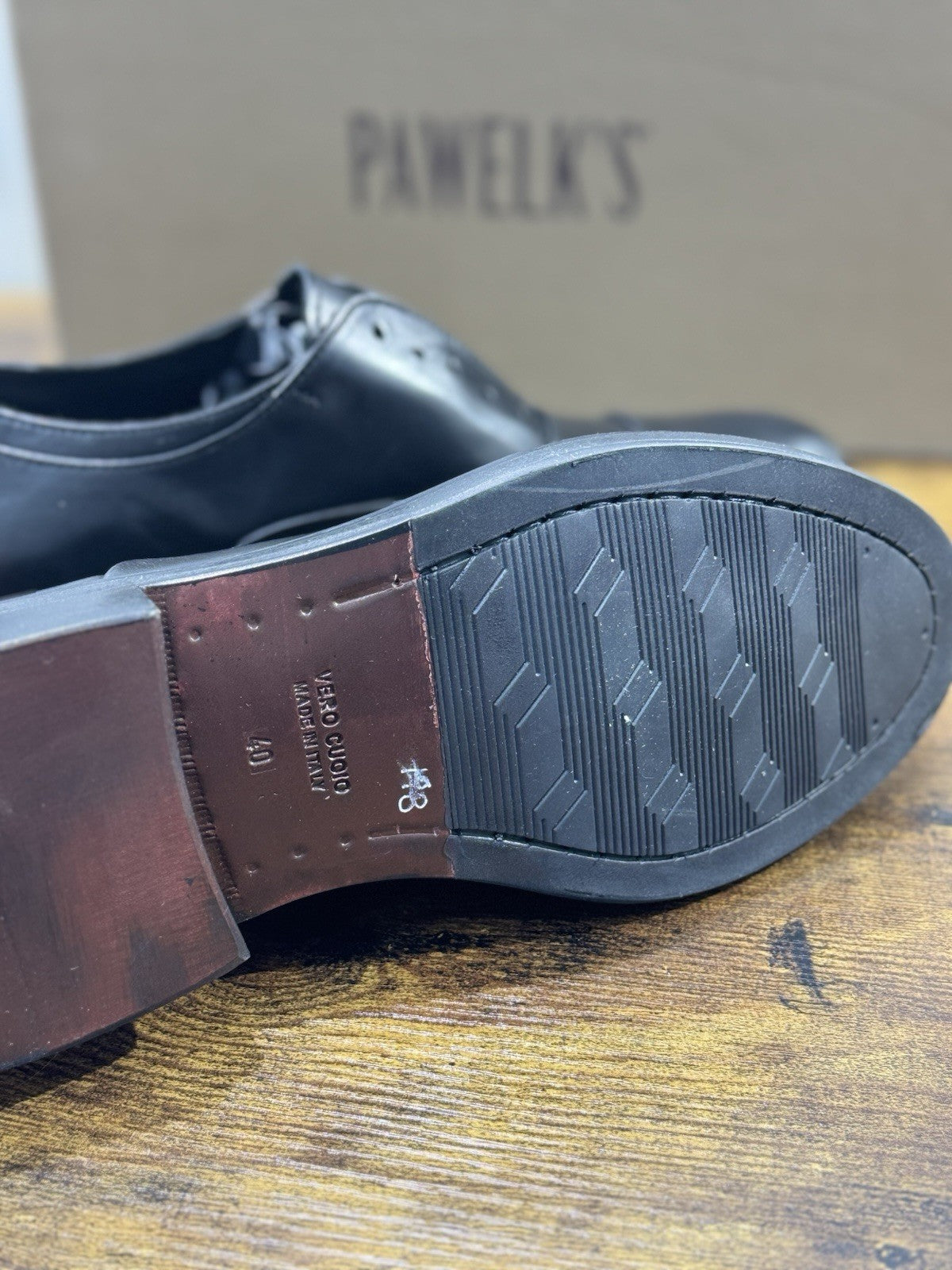 Pawelk’s Derby Oxford Uomo Pelle Nero Hand Made Made In Italy Derby 40