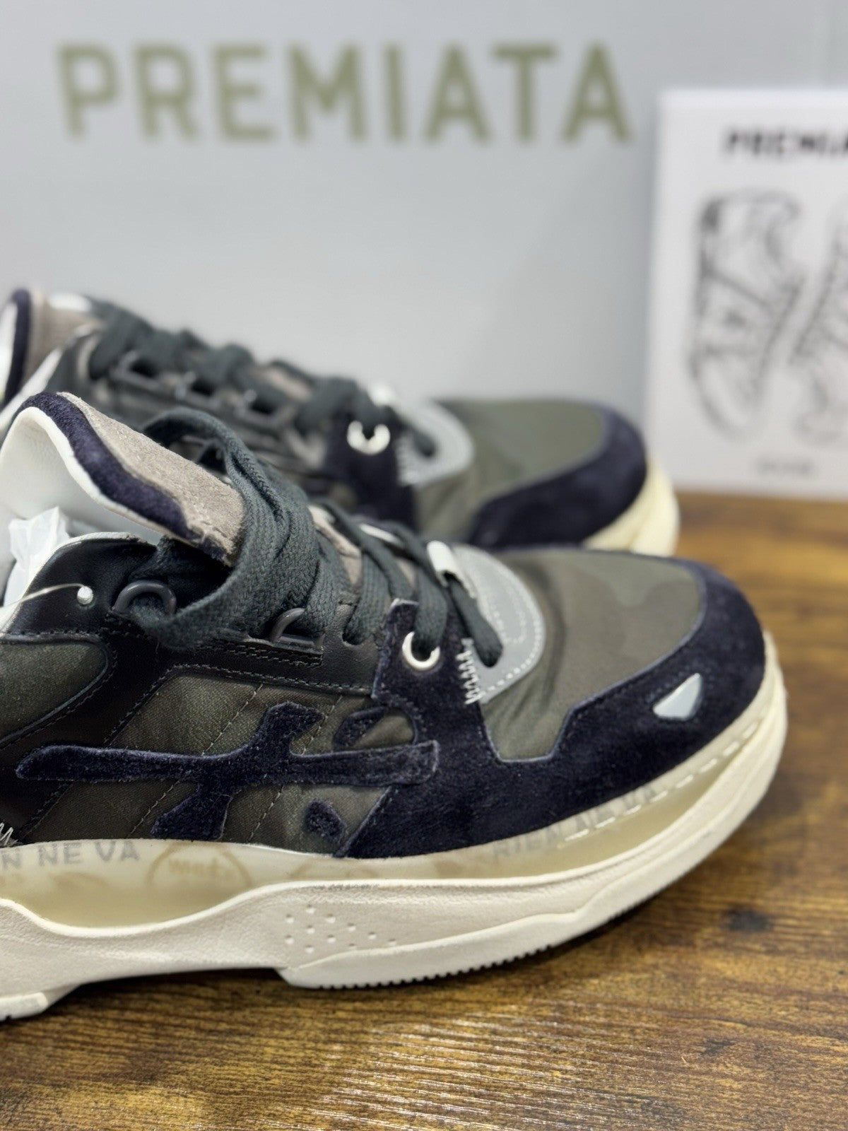 Premiata Sneaker Uomo Drake Suede Blu Casual Premiata Men Shoe 40