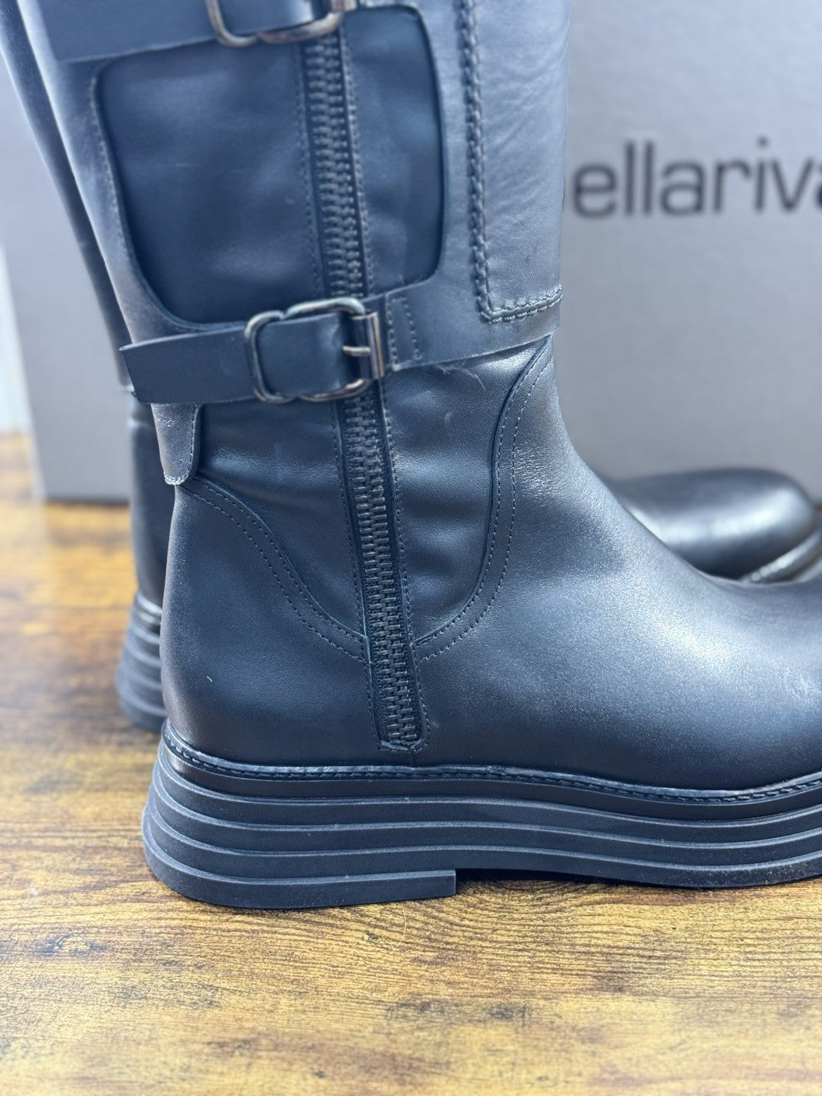 Laura Bellariva Stivale Donna Biker Pelle Nero Casual Boot 40