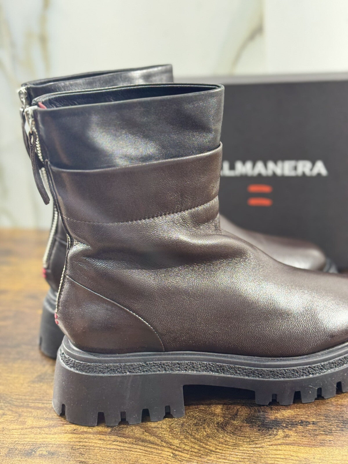 HALMANERA Biker Donna Rama Pelle Marrone Extra Light Casual Handmade Boot 41