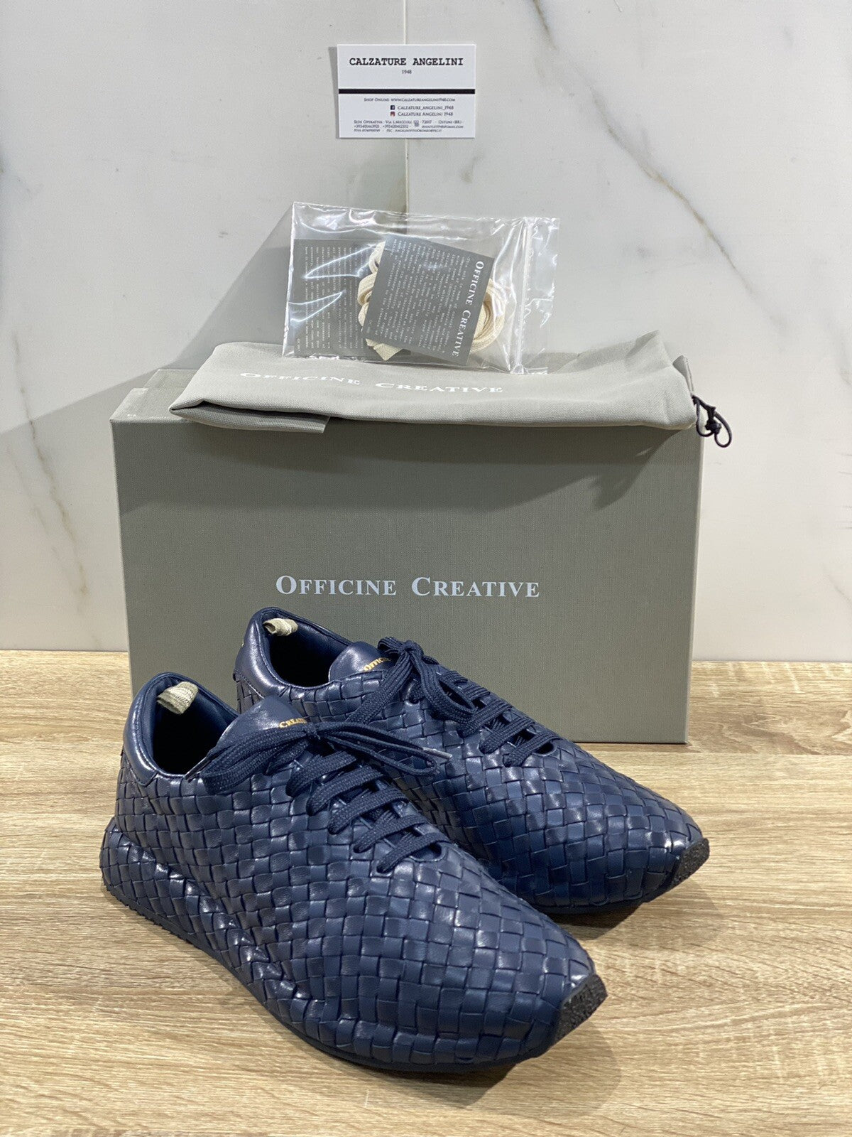 Officine Creative sneaker uomo Race pelle Blu Full Intreccio luxury men 40
