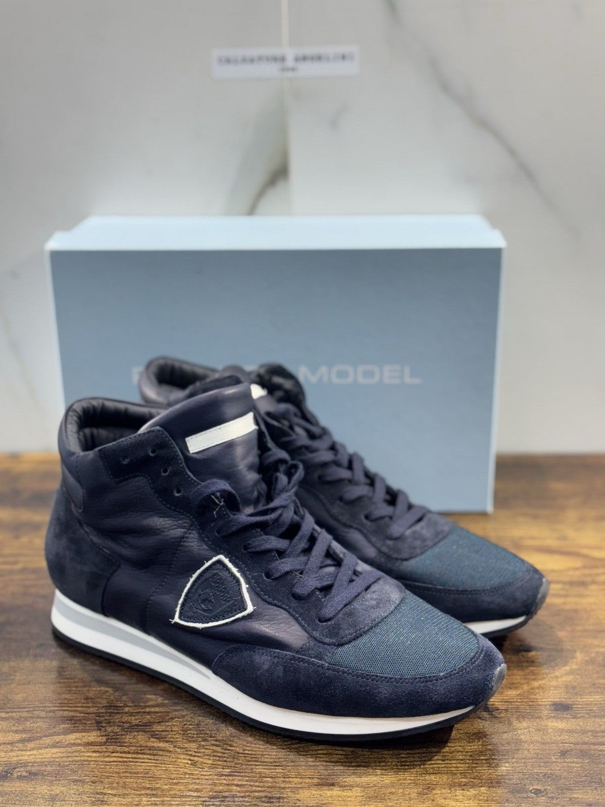 Philippe Model Sneaker Uomo Tropez Hi Top Pelle Blu 45
