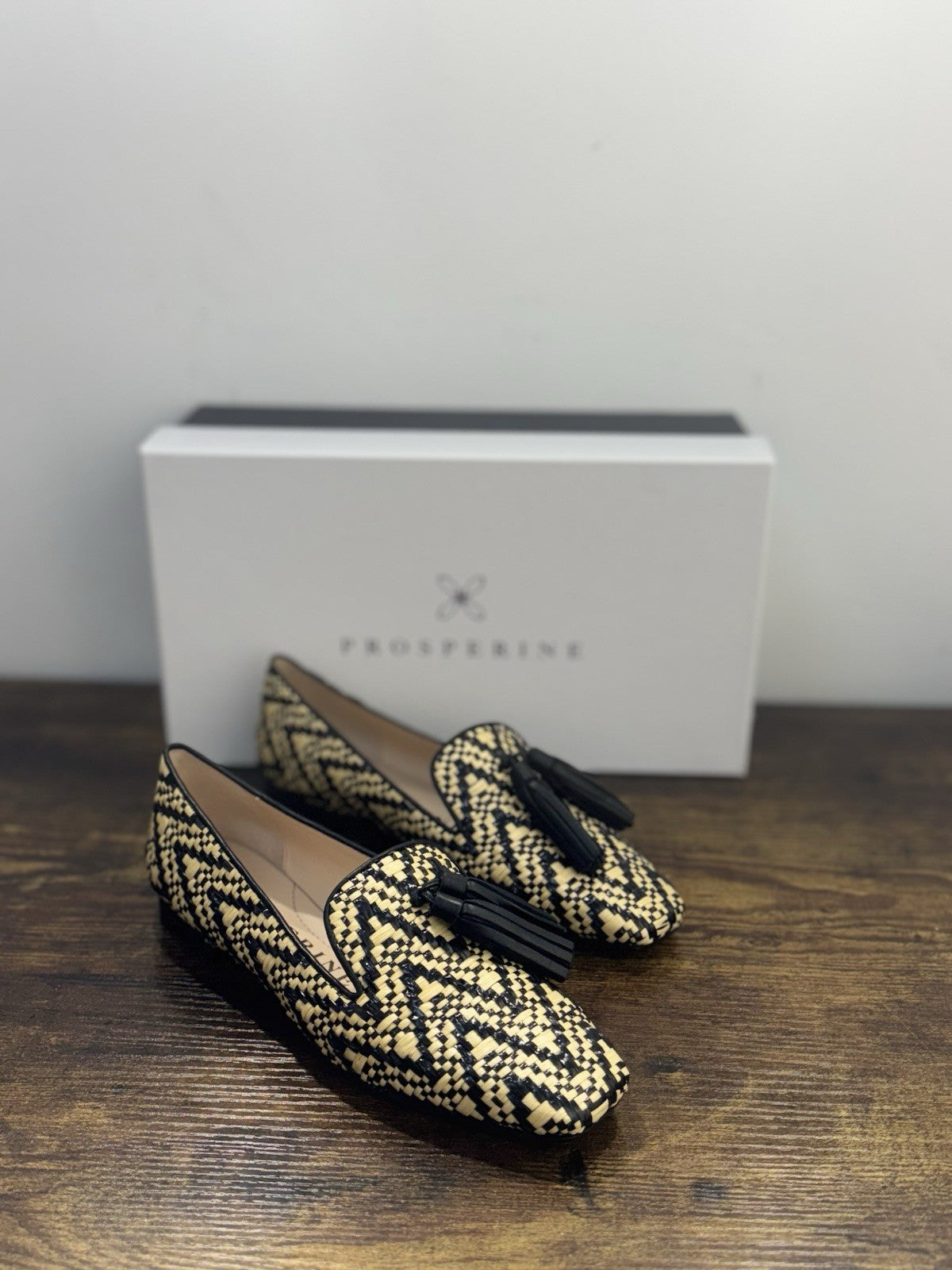 Prosperine Mocassino In Raffia Nero Beige Nappine Casual Flat Shoes Donna 38