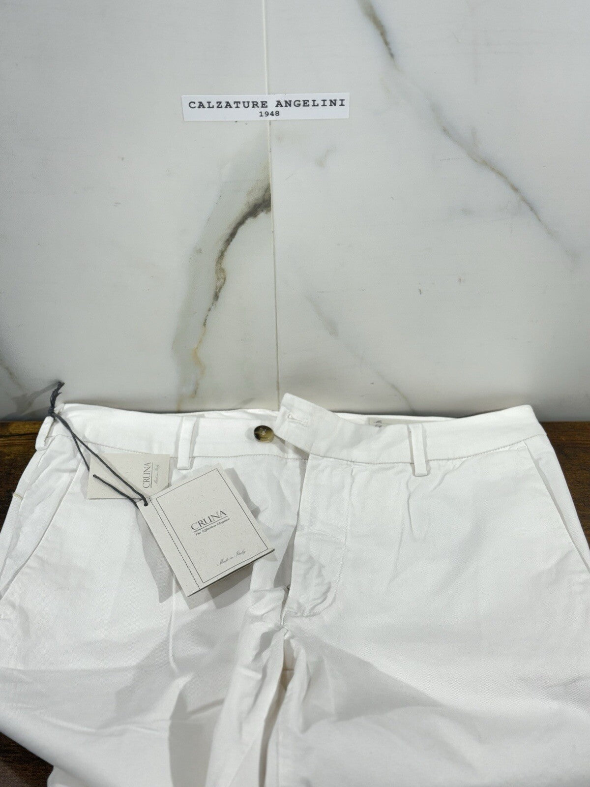 Cruna Pantalone Uomo Gesso Cotone Luxury Made In Italy 50
