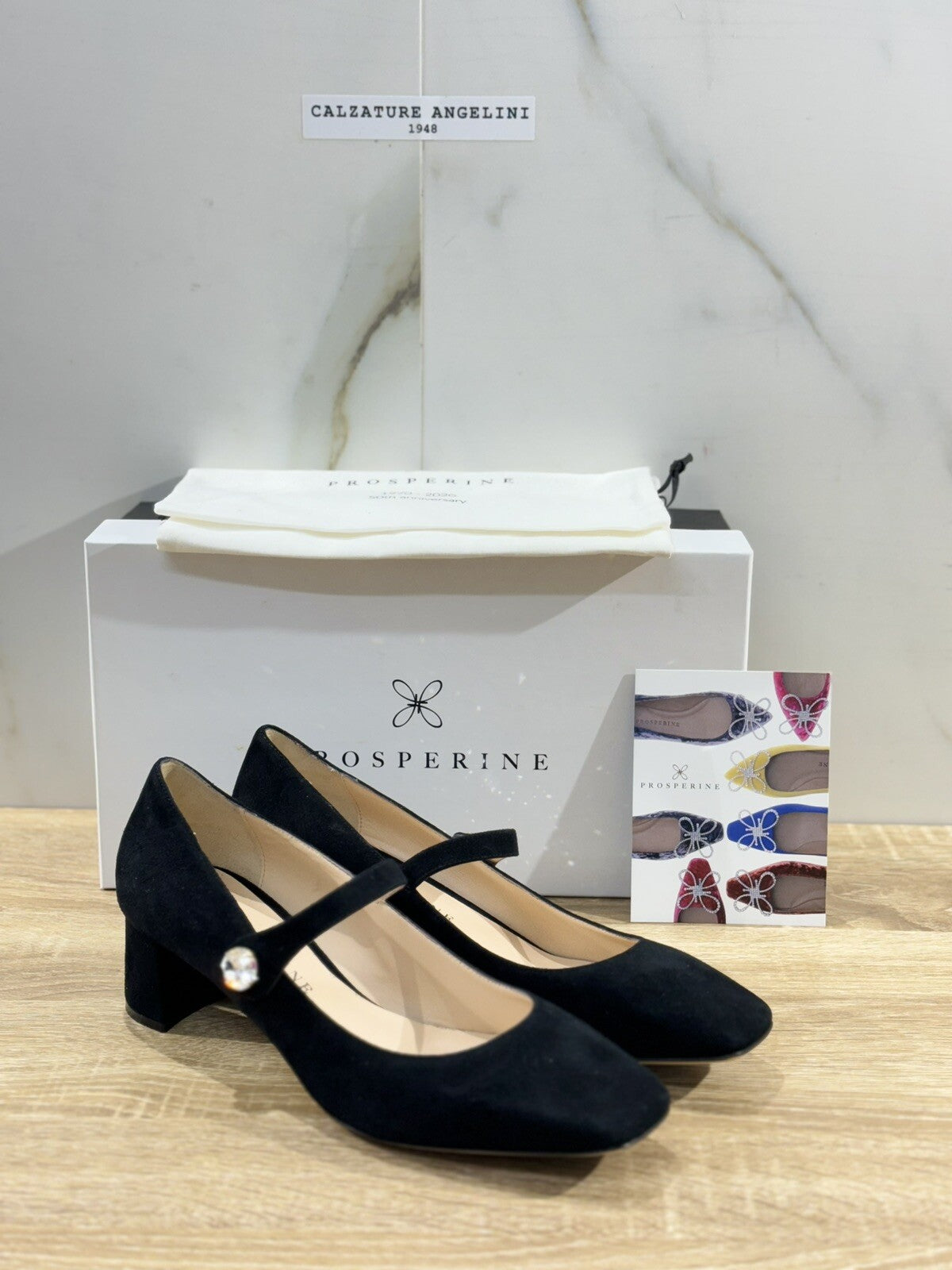 Prosperine Ballerina Tacco donna in Suede Nero luxury made in italy 39