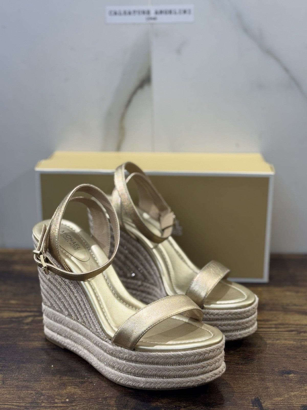Michael Kors Sandalo Leighton Zeppa Gold Donna 39.5