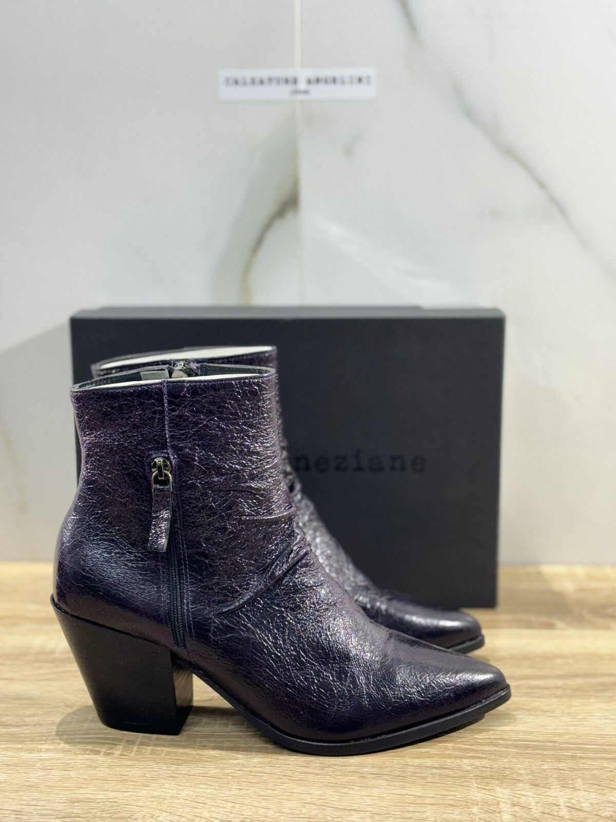 Poesie Veneziane Stivaletto Texano Donna Pelle Sangria Made In Italy 39
