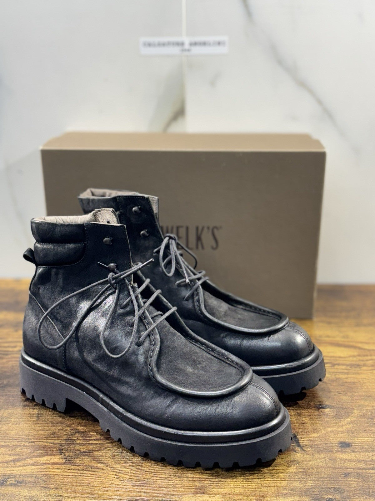 Pawelk’s Anfibio Uomo Pelle Nera Hand Made Made In Italy 42