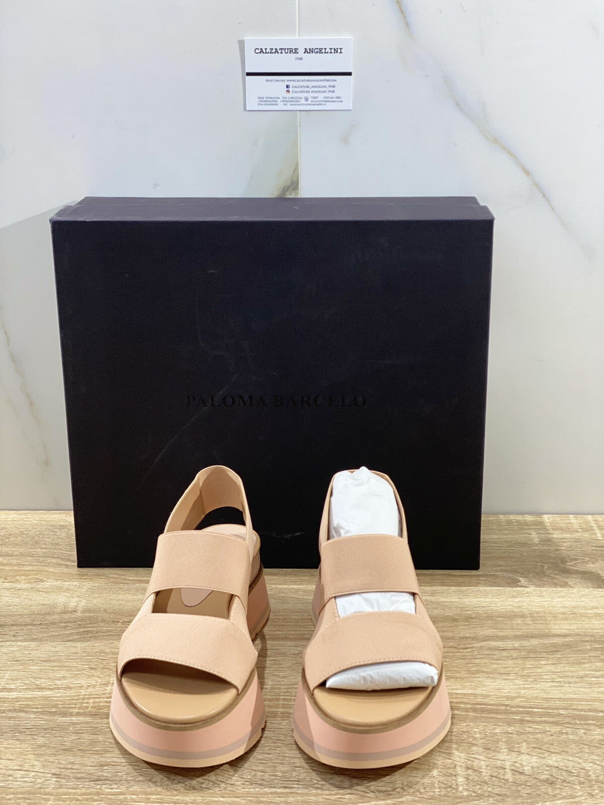 Paloma Barcelo’ sandalo donna Trinidad Elastic Pink pelle zeppa 36