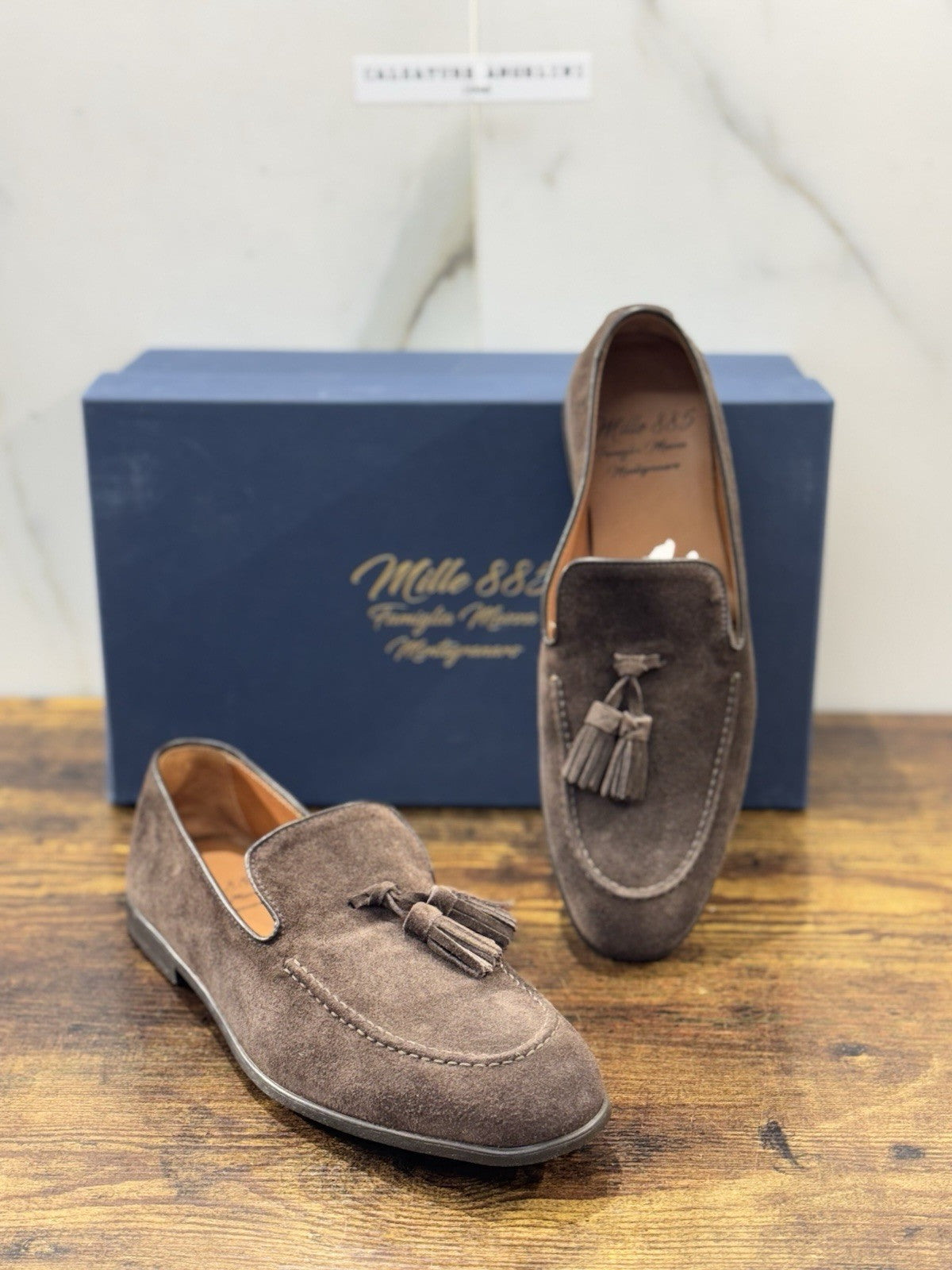 Mille 885 Mocassino Suede T Moro Fatto A Mano In Italia Uomo 39