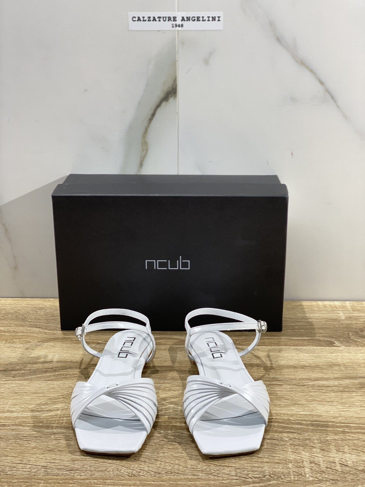NCUB Sandalo Donna Modello Tody Pelle Bianco Luxury Woman Sandal 39