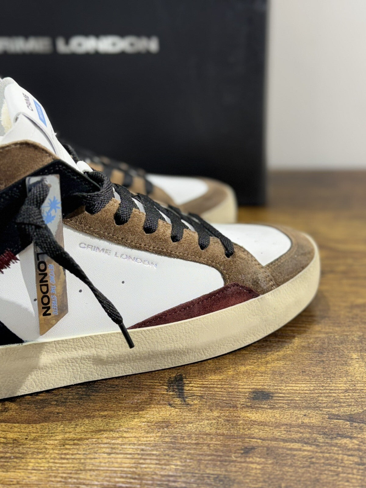 Crime London Sneaker Uomo SK8 Deluxe MidBianca Pelle Casual Men Shoes 43
