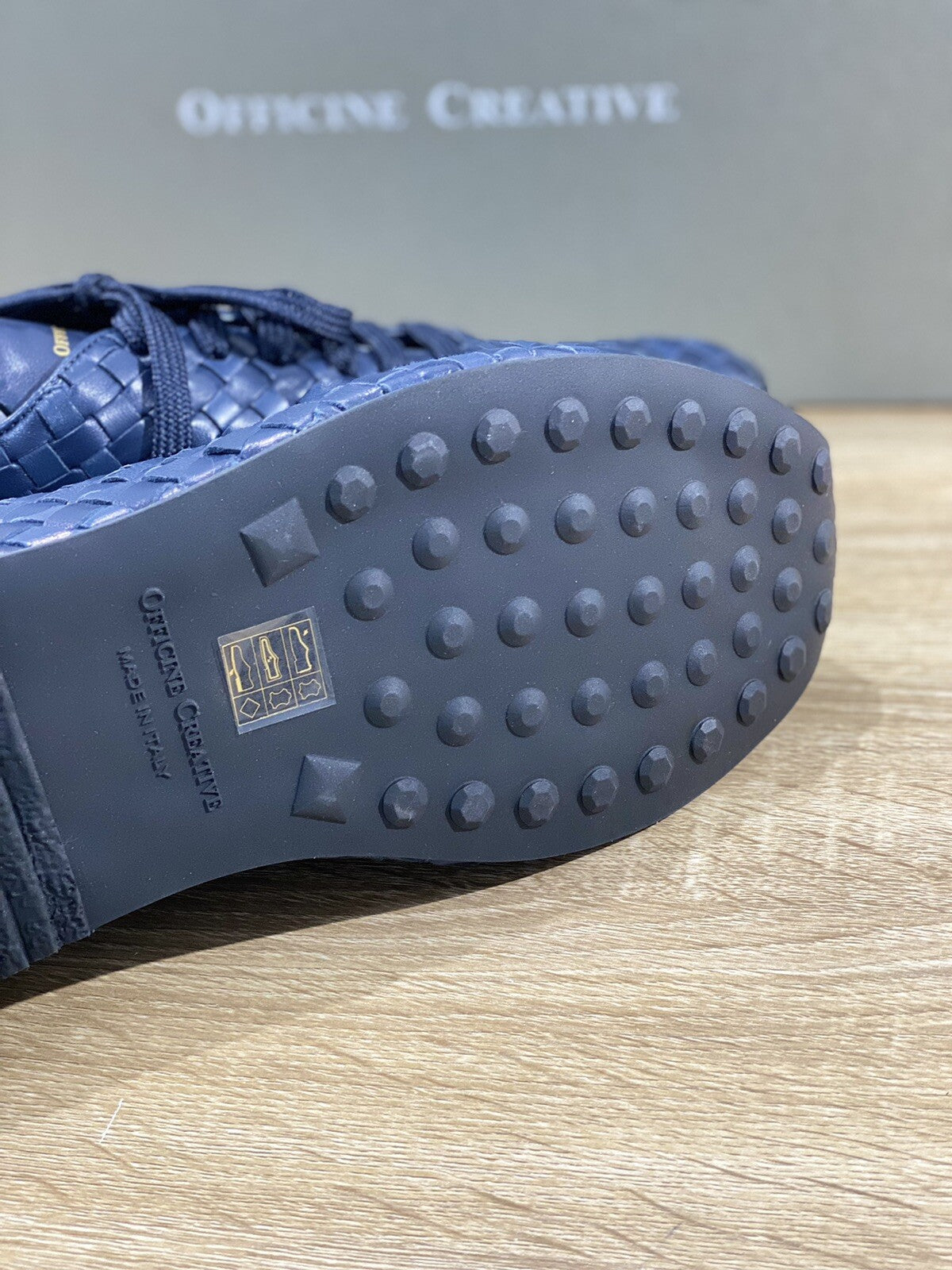 Officine Creative sneaker uomo Race pelle Blu Full Intreccio luxury men 40