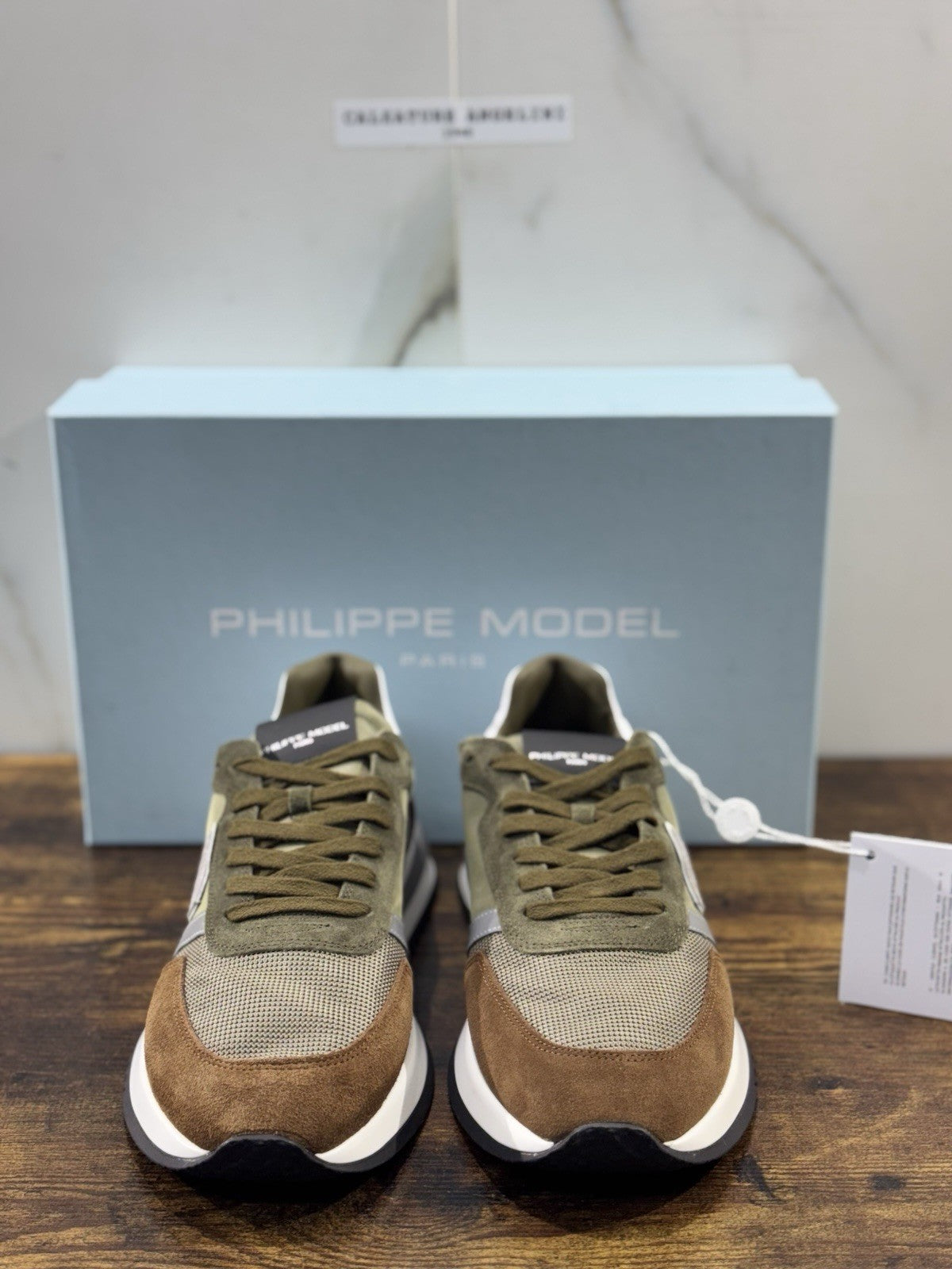 Philippe Model Tropez Sneaker Pelle Verdone Marrone Casual Uomo 41