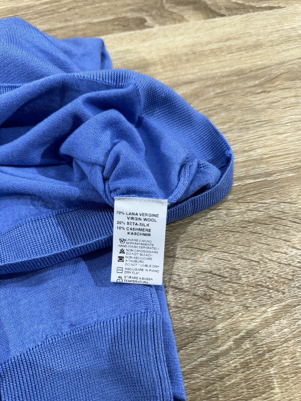 Heritage Maglia Uomo Lana Seta Cashmere Azzurro Made In Italy 50