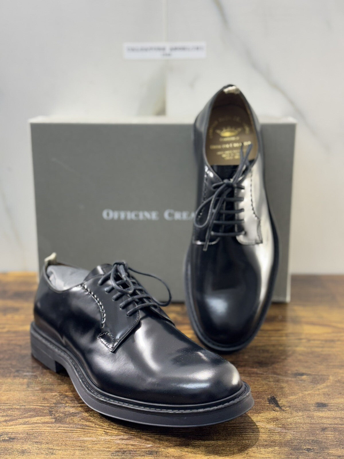 Officine Creative Derby Uomo Uniform Pelle Nera Luxury Men Shoe 43.5