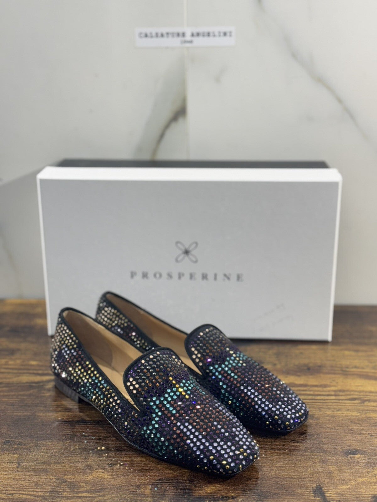 Prosperine mocassino donna in Nero Strass luxury made in italy 37