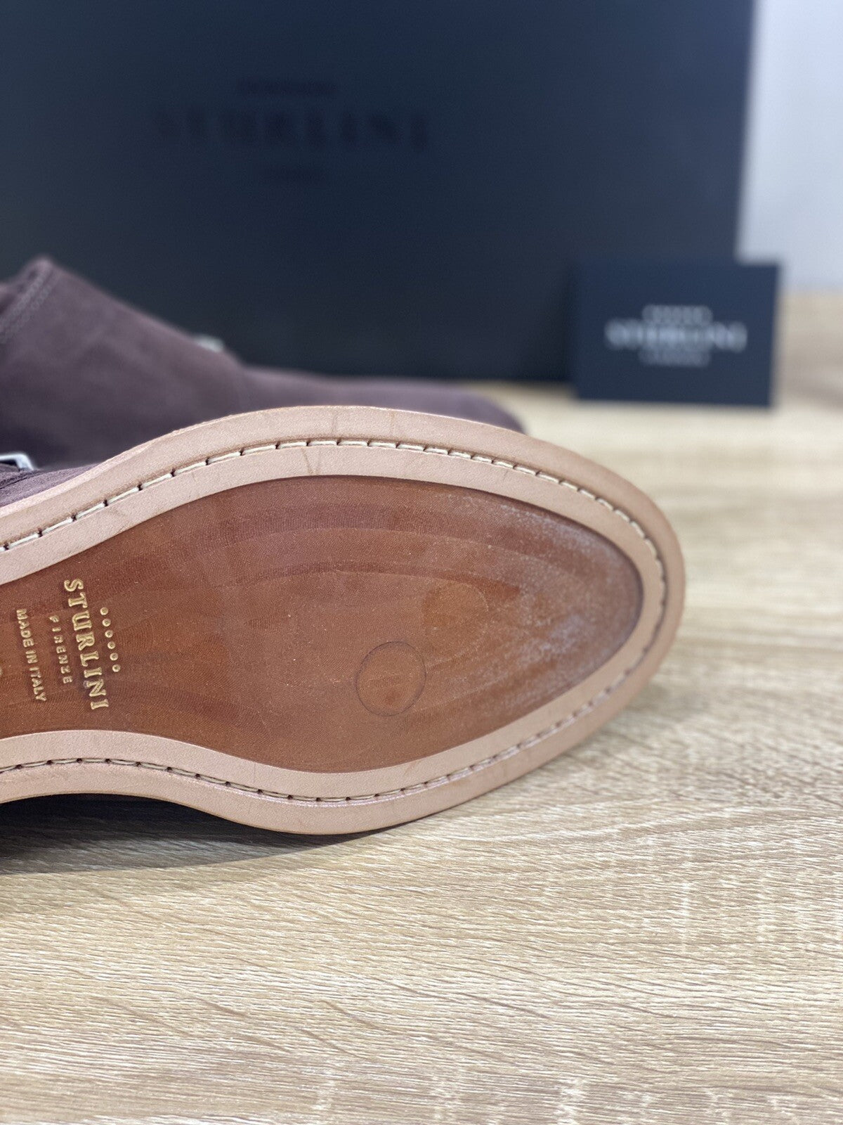 Sturlini Firenze Doppia Fibbia uomo 25001 Suede Cashmere Moka handamde 42