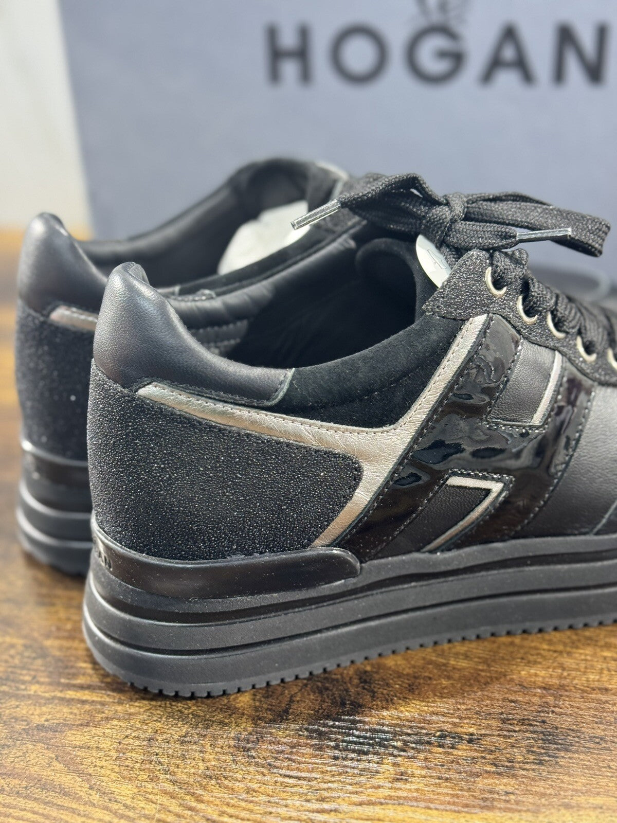 Hogan MIDI Platform sneaker Donna extra light Nero pelle 37