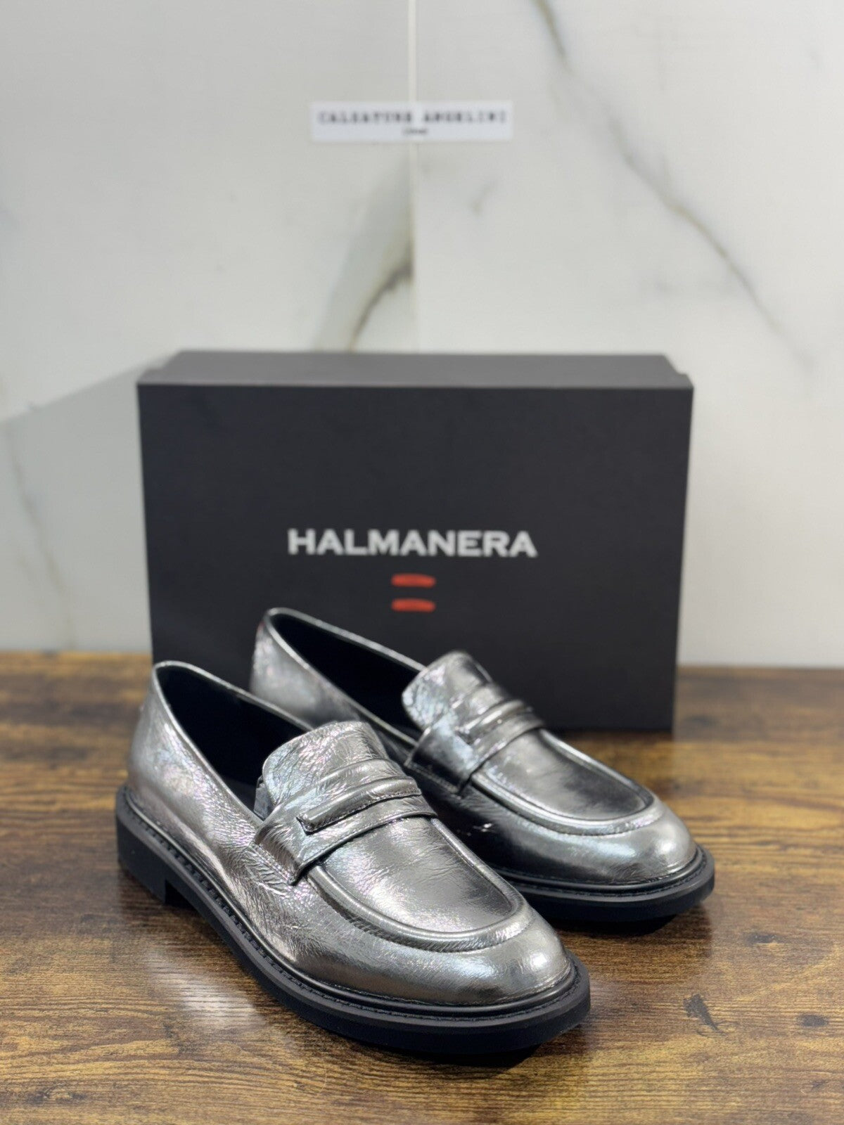 Halmanera Mocassino Donna Noe In Pelle Acciaio Super Soft Luxury Shoes 40