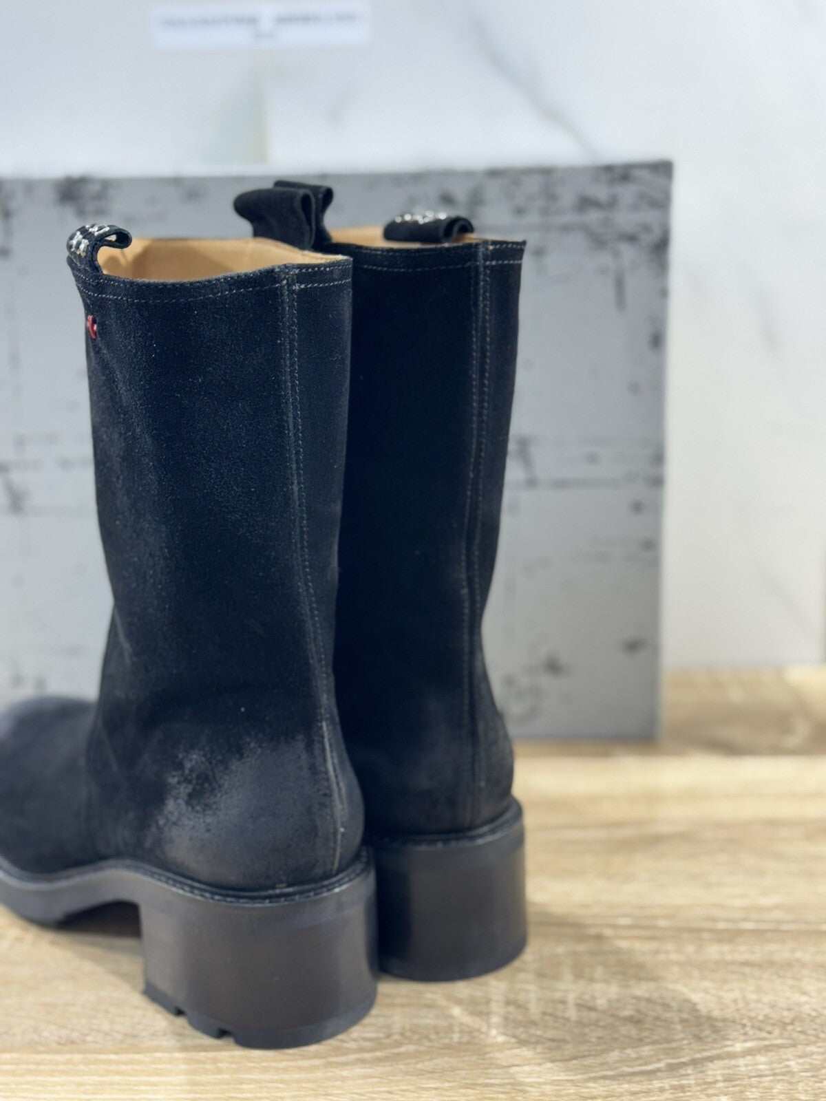 Gio + Stivale Donna Suede Nero Con Tacco Casual Boot 40