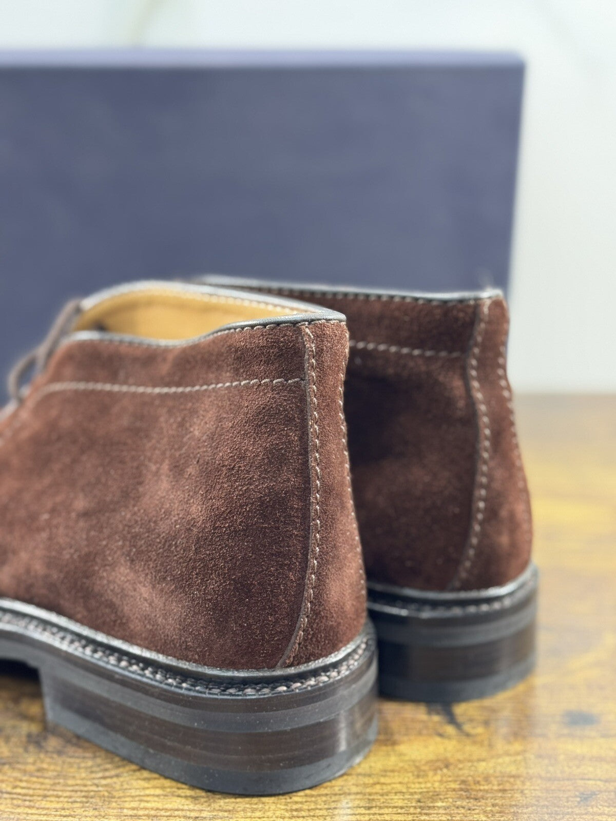 Edward Weston Polacchino Uomo Suede Cotto Gomma Triplex Northhampton Handmade 40