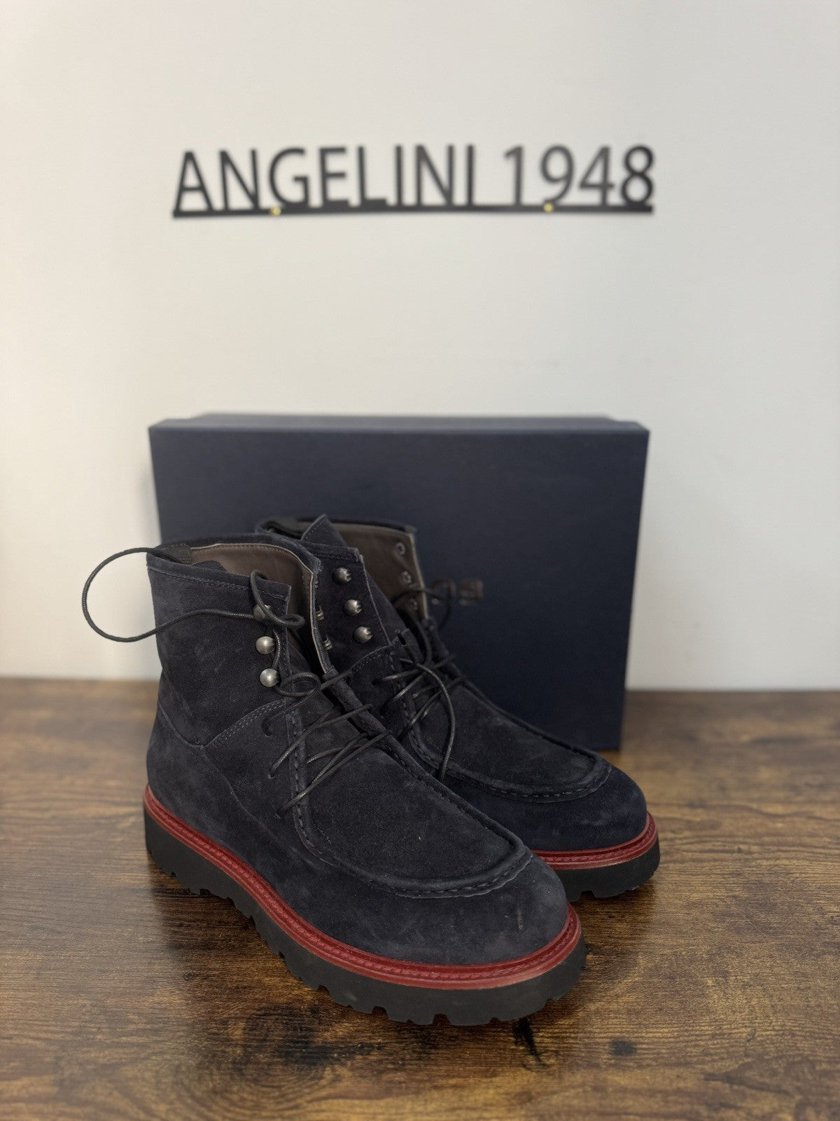 Boemos Stivaletto Suede Blu 100% Made In Italy Casual Boot Uomo 41