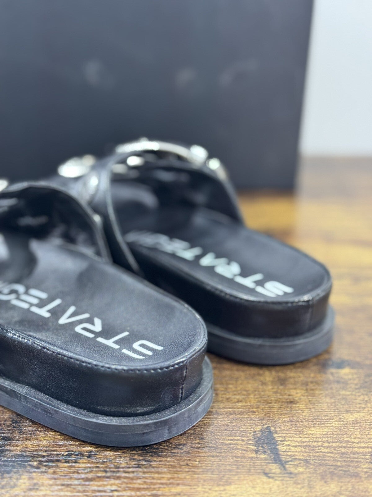Strategia Sandalo Donna Pelle Nera Casual Sandal 36