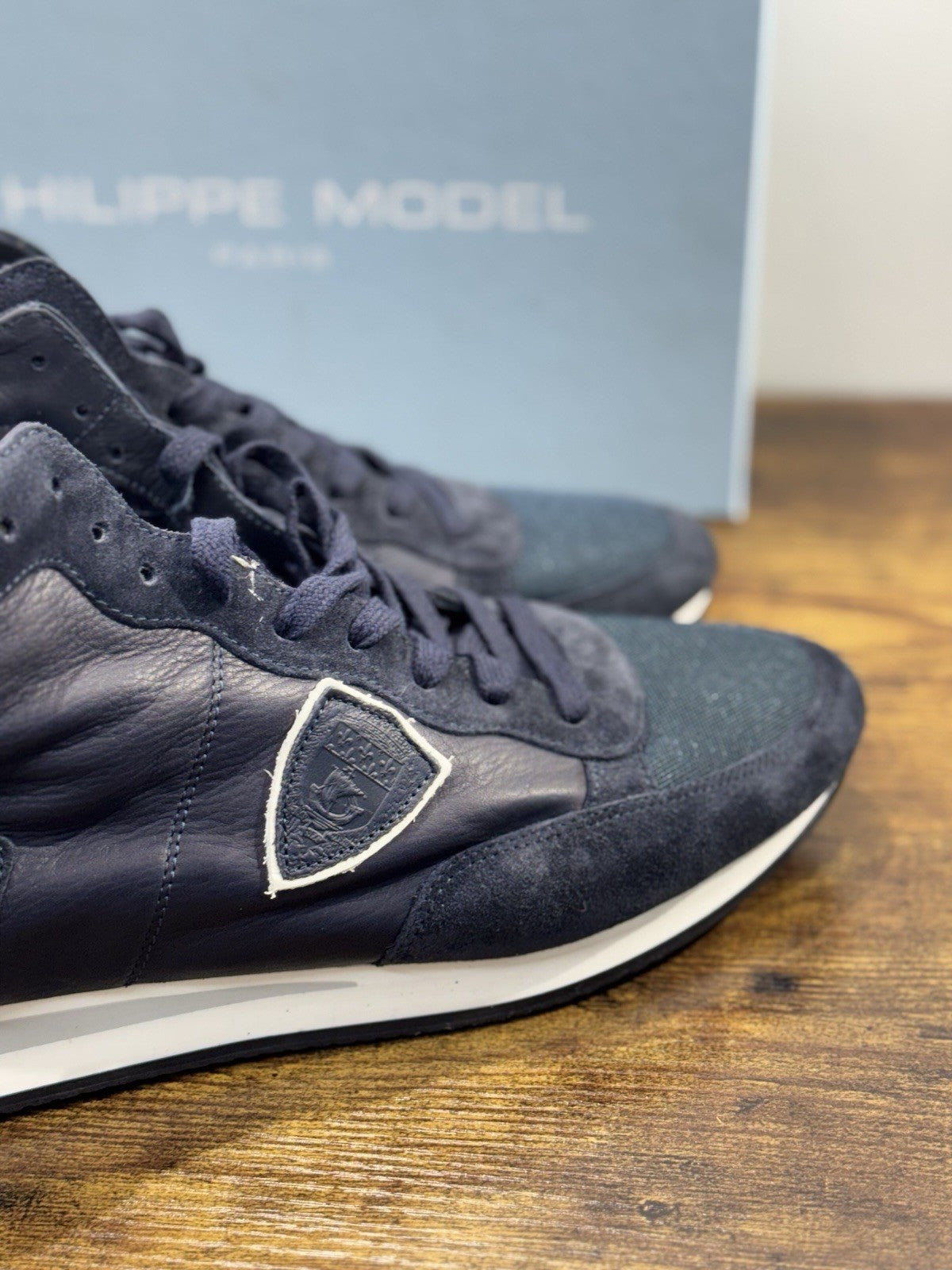 Philippe Model Sneaker Uomo Tropez Hi Top Pelle Blu 45