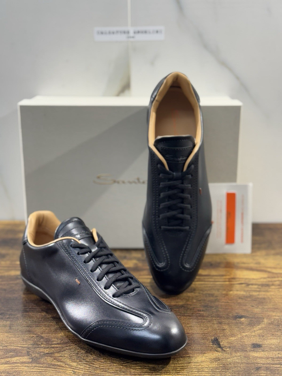Santoni Sneaker Racer Pelle Nera Luxury Santoni Scarpe Uomo 42.5