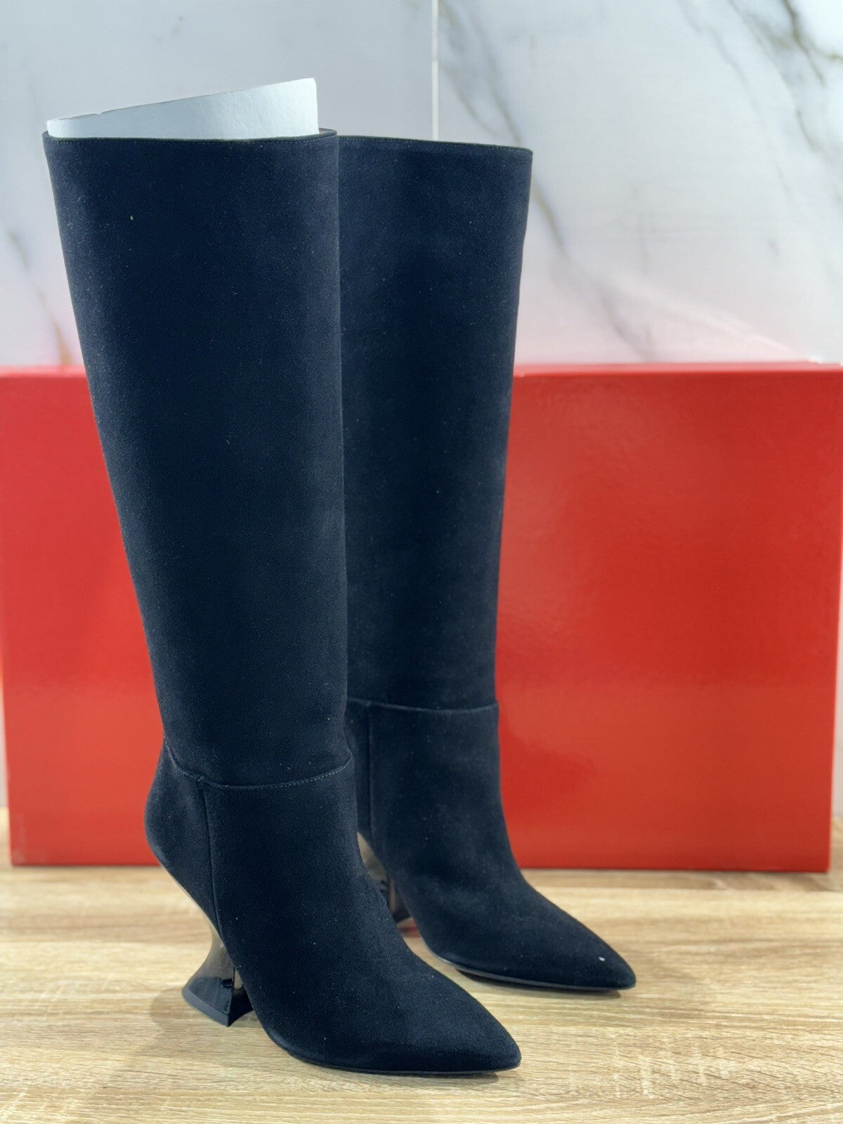 WO MILANO Stivale donna Suede Nero casual boot tacco 36