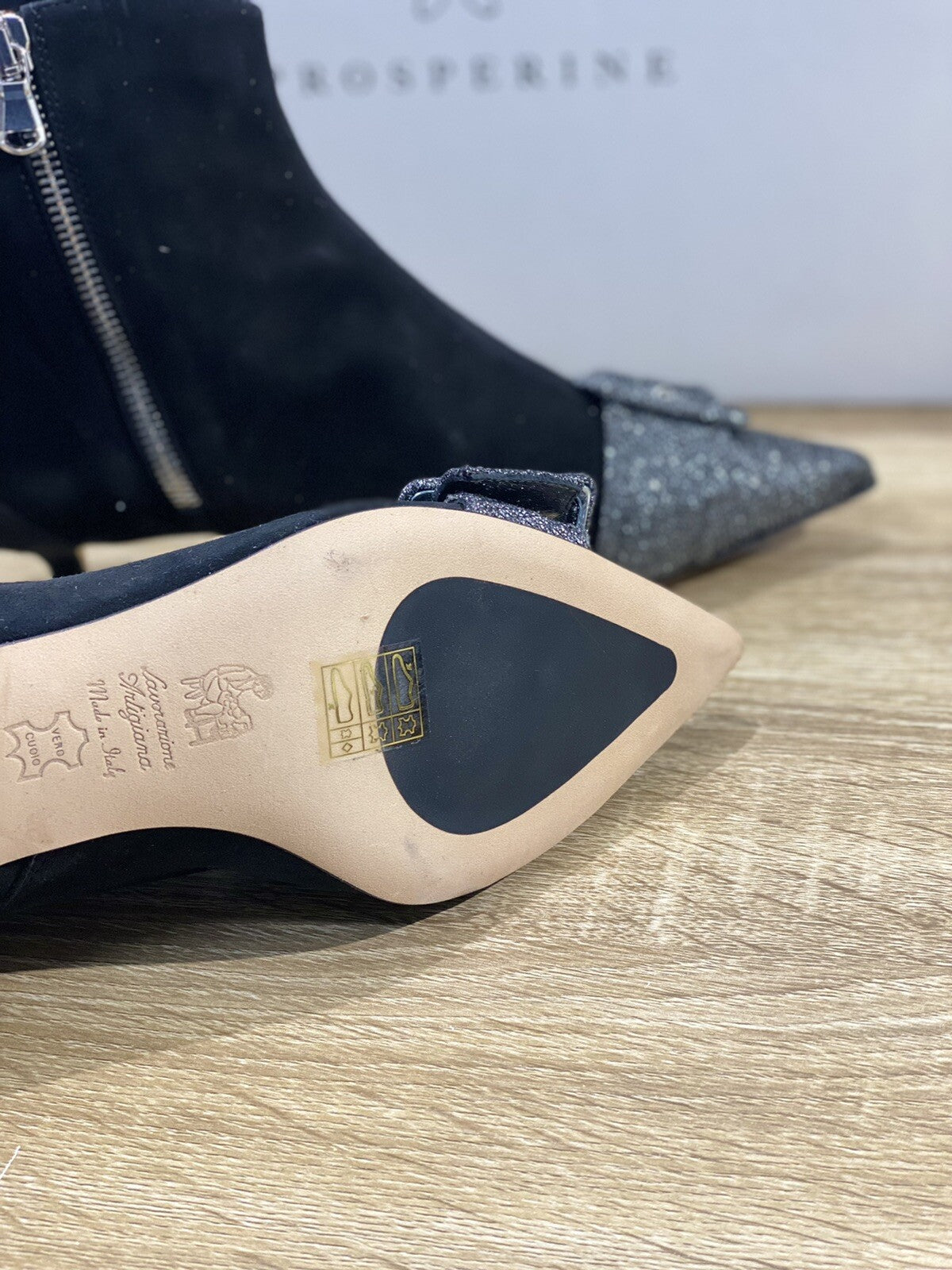 Prosperine Stivaletto donna 7913 Suede Nera handamde in italy 37