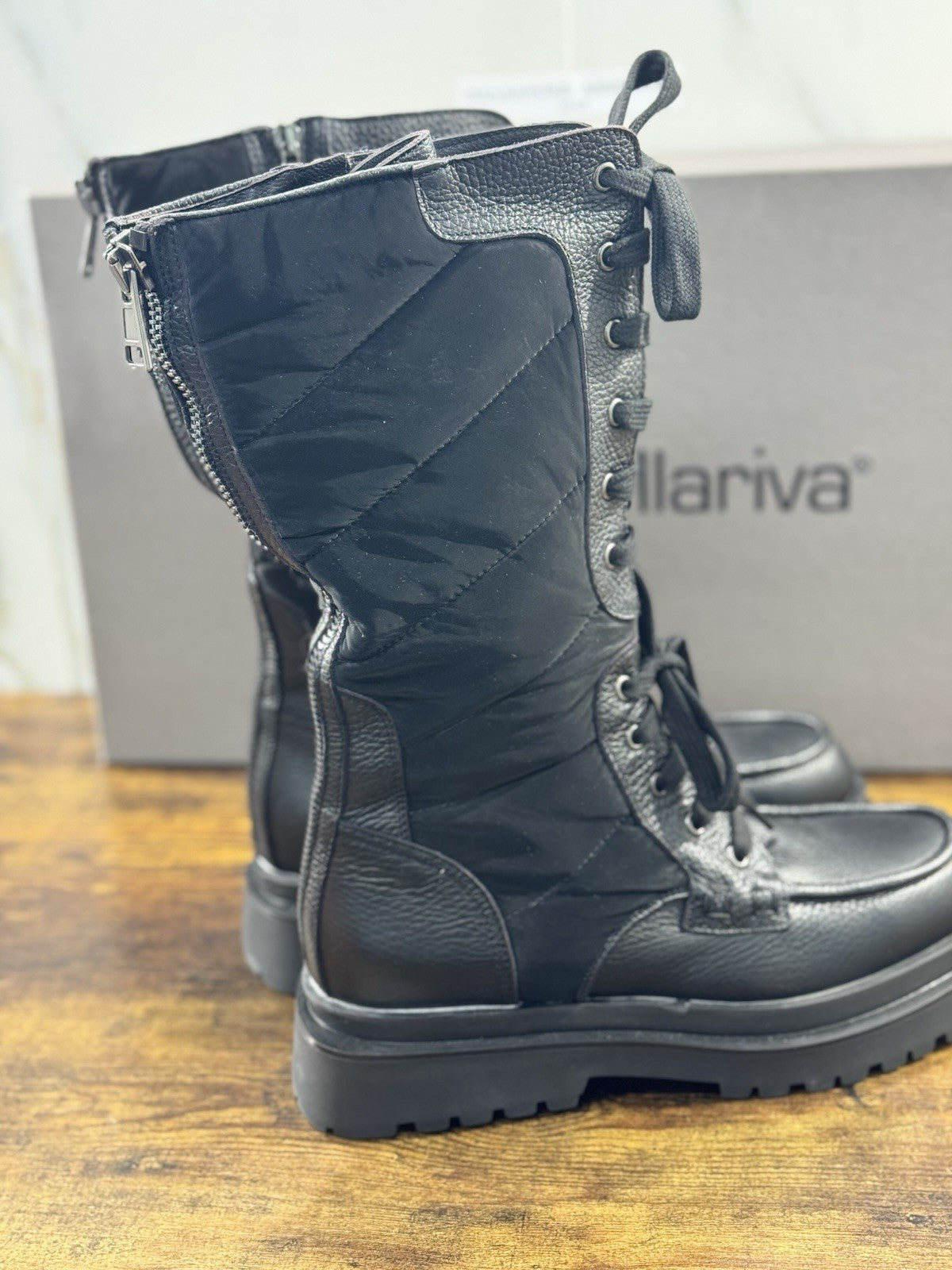 Laura Bellariva Stivale Donna Biker Pelle Nero Casual Boot 40