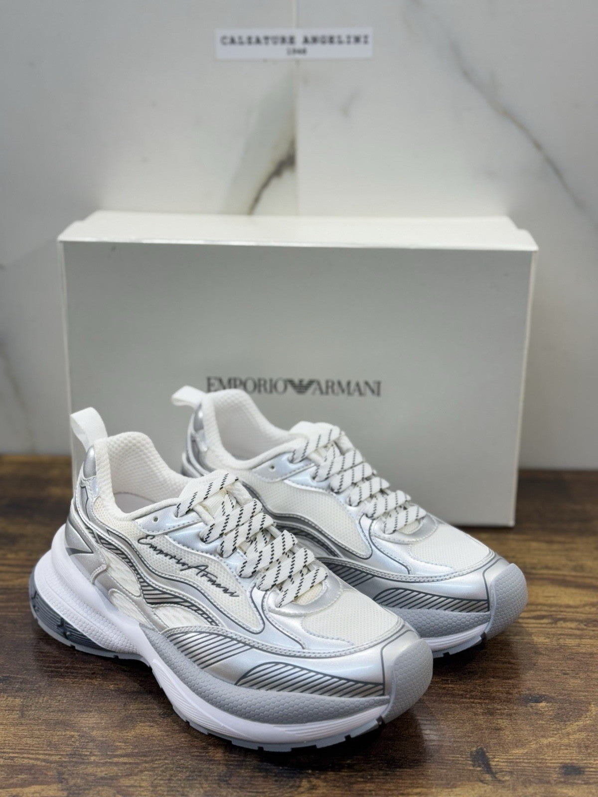 Emporio Armani Sneaker Trainer Silver Casual Armani Sneaker Donna 36